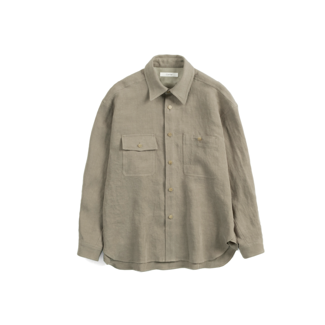 新品Cornier WASHED LINEN TWILL WORK SHIRTS WASHED LINEN TWILL – Cornier