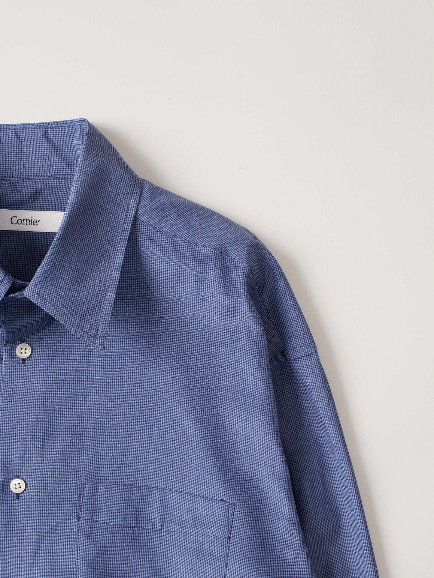 SILK/COTTON MICRO GINGHAM CHECK SHIRTS|BLUE