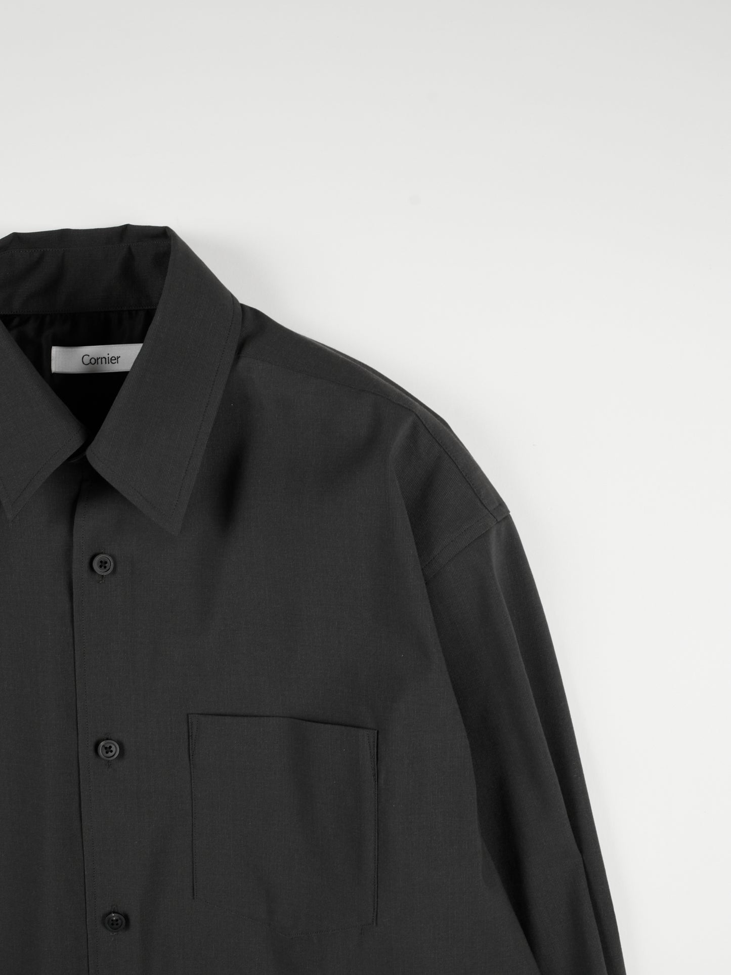 Super160's WOOL/PAPER SHIRTS|BLACK