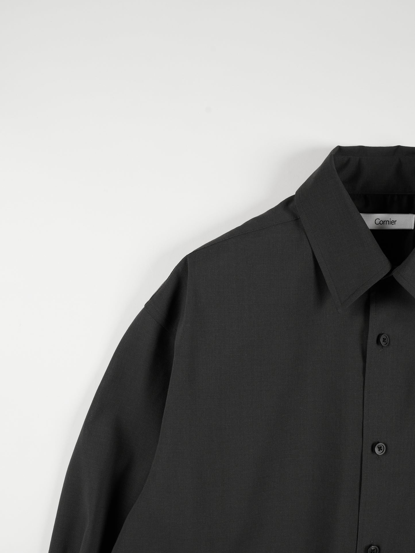 Super160's WOOL/PAPER SHIRTS|BLACK