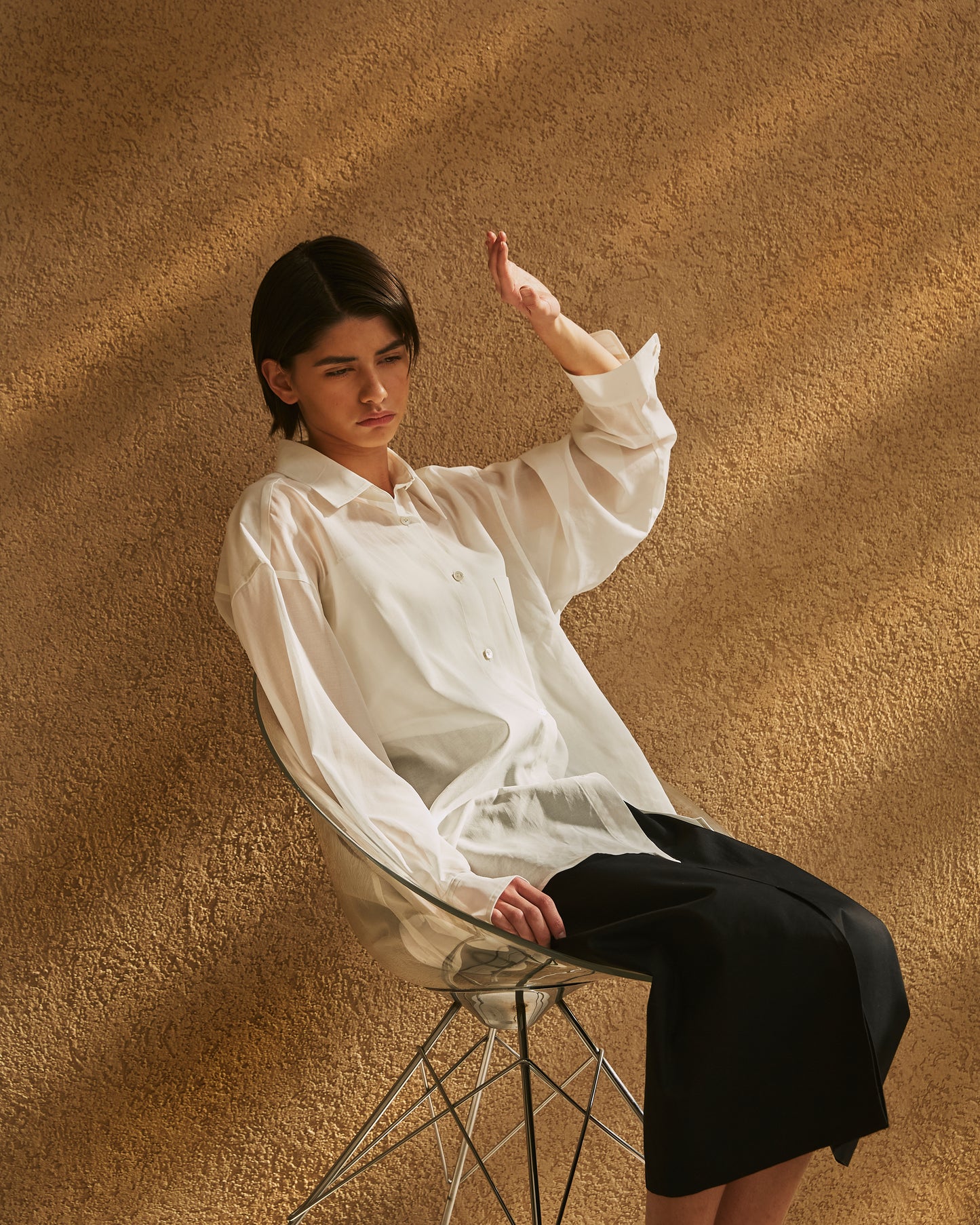 GV COTTON SHEER SHIRTS|WHITE