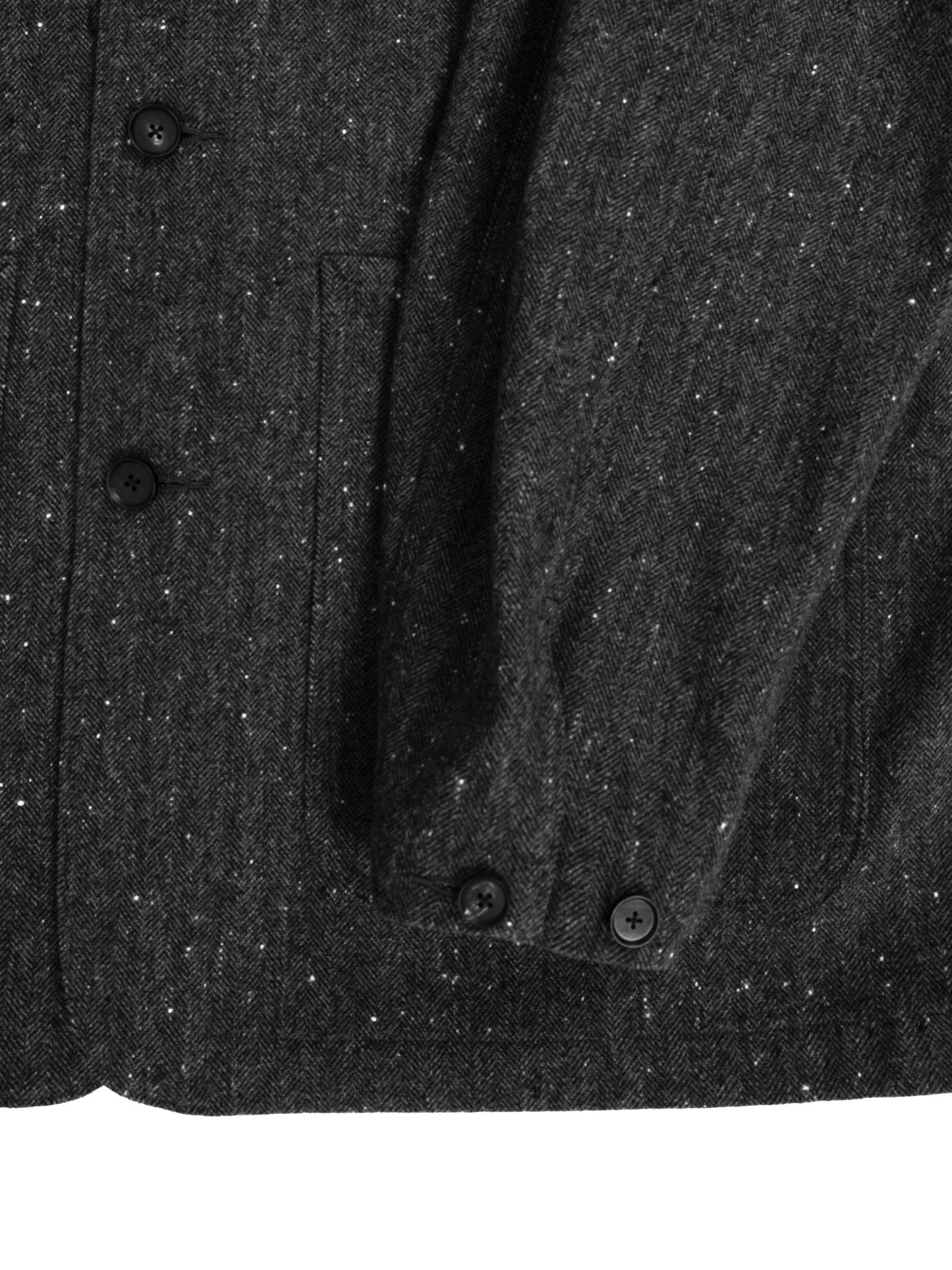 SHETLAND WOOL MIX TWEED WORK JACKET|BLACK MIX