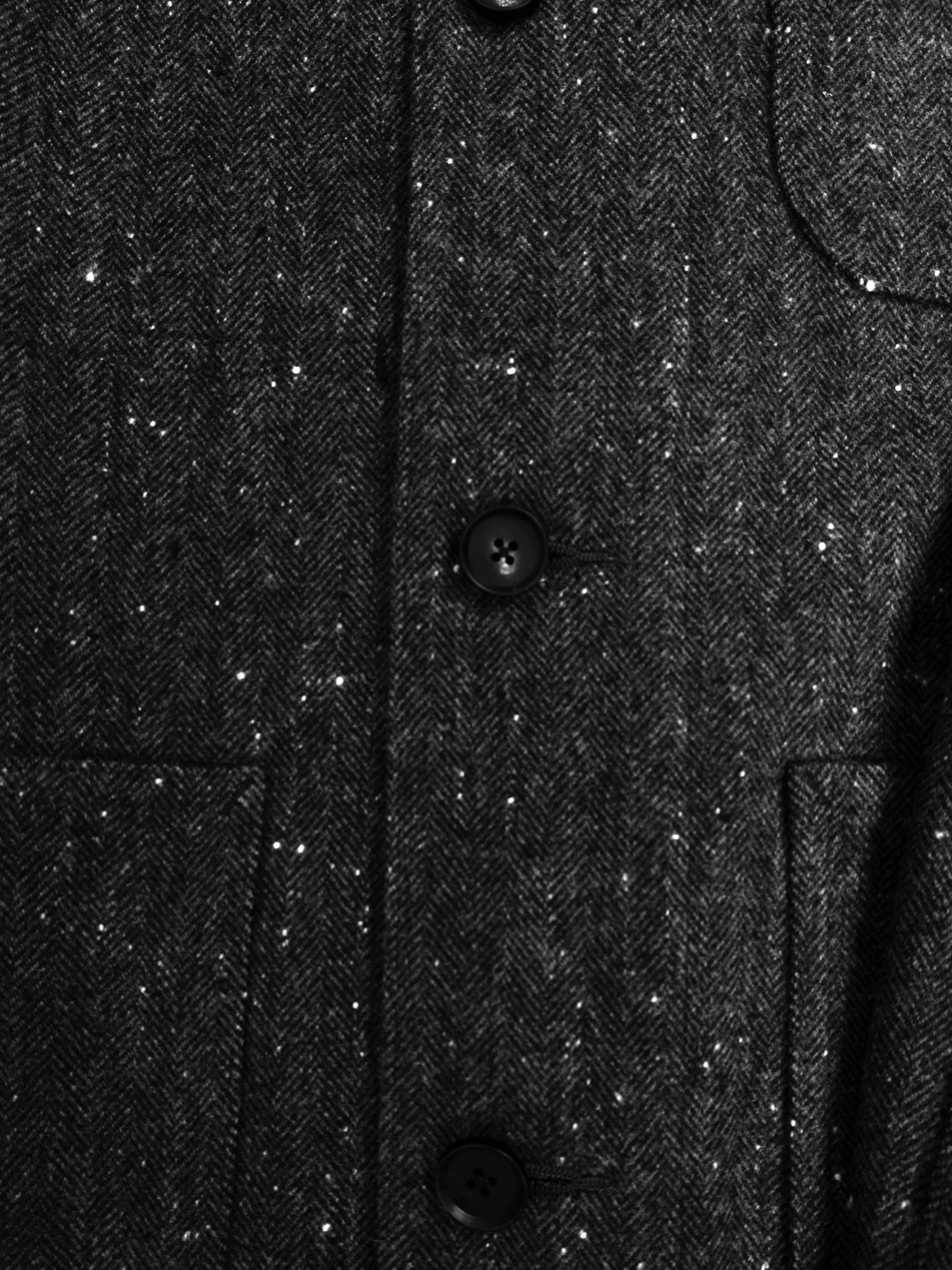 SHETLAND WOOL MIX TWEED WORK JACKET|BLACK MIX