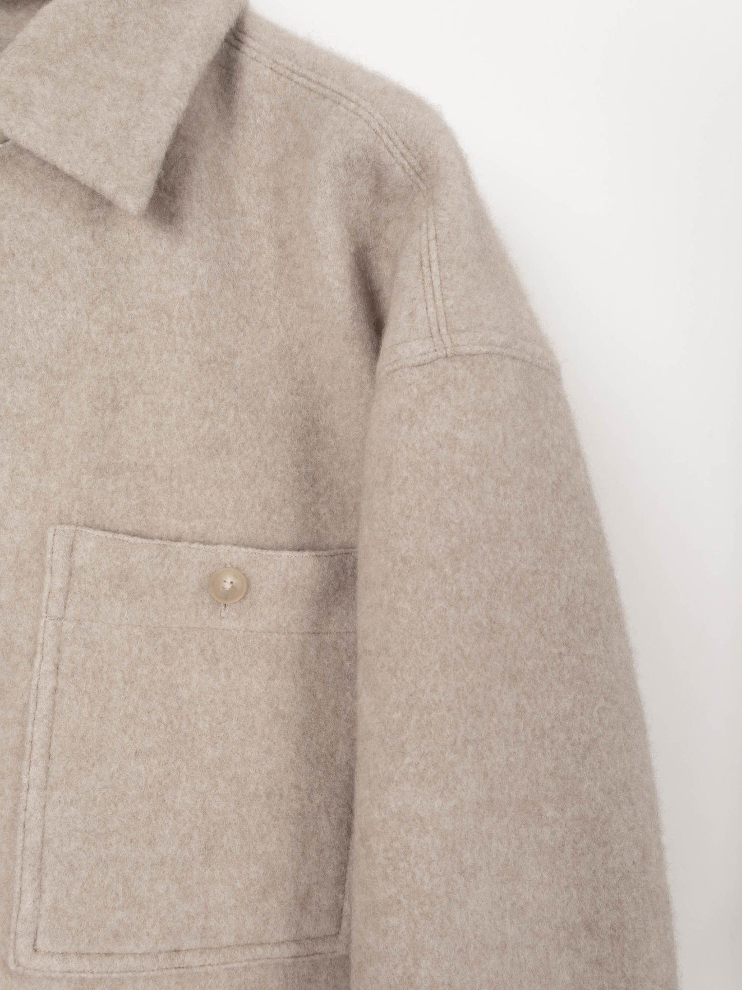 LAMB WOOL CASHMERE MOSSER OVER SHIRTS|NATURAL