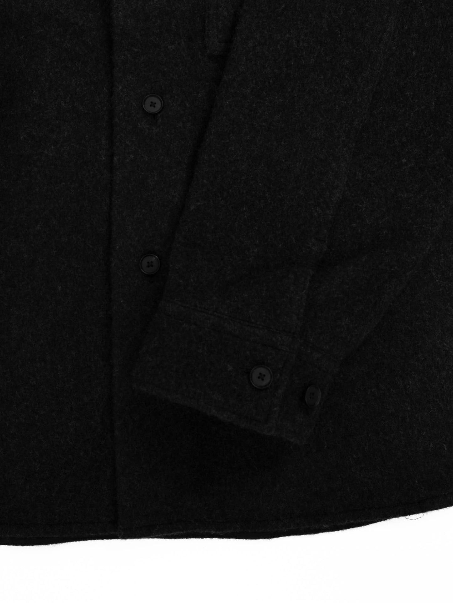 LAMB WOOL CASHMERE MOSSER OVER SHIRTS|TOP BLACK