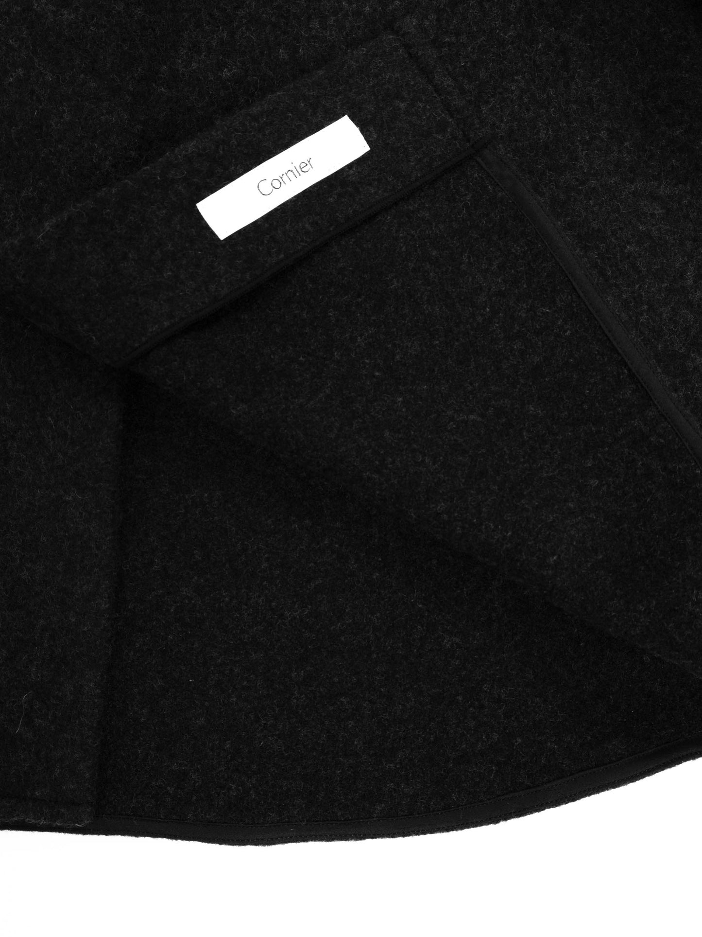 LAMB WOOL CASHMERE MOSSER OVER SHIRTS|TOP BLACK