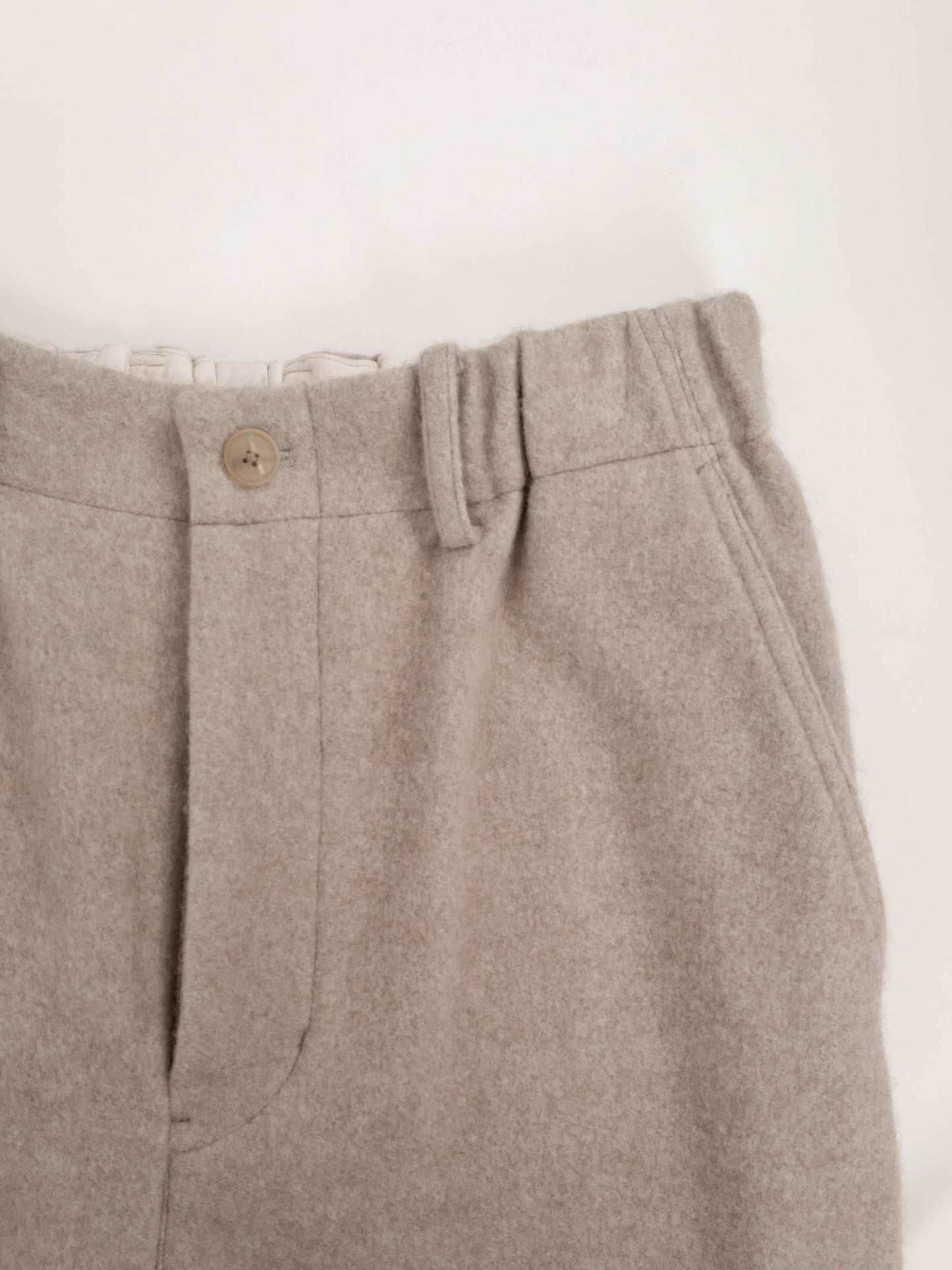 LAMB WOOL CASHMERE MOSSER PANTS|NATURAL