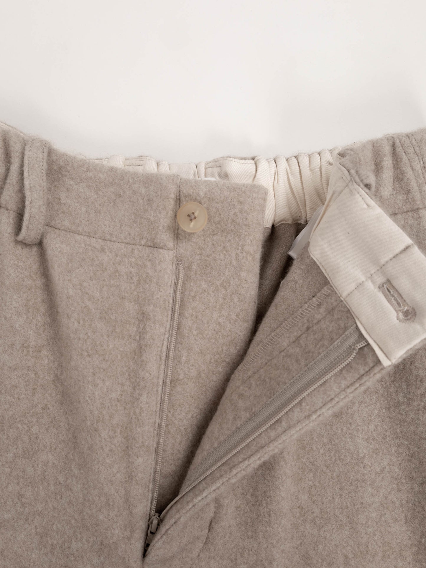 LAMB WOOL CASHMERE MOSSER PANTS|NATURAL
