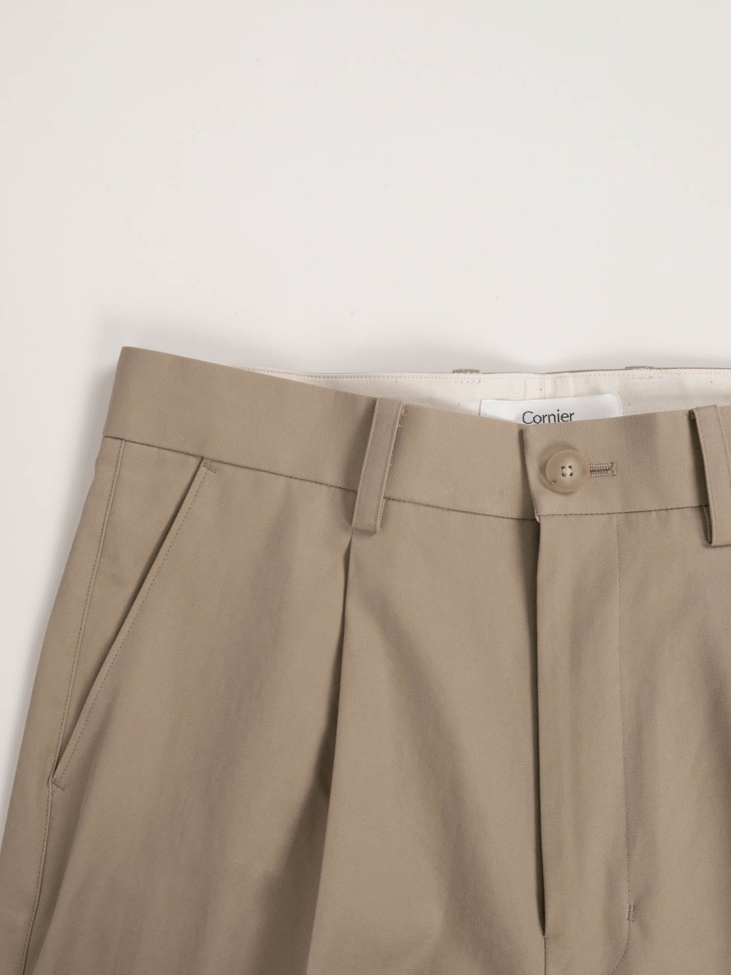 FINX COTTON GABARDINE SLACKS|BEIGE