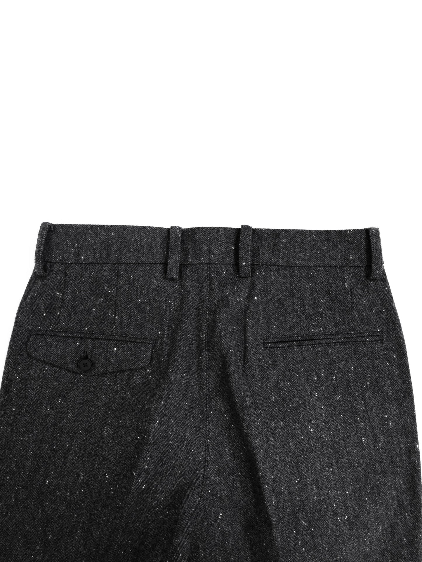 SHETLAND WOOL MIX TWEED SLACKS|BLACK MIX