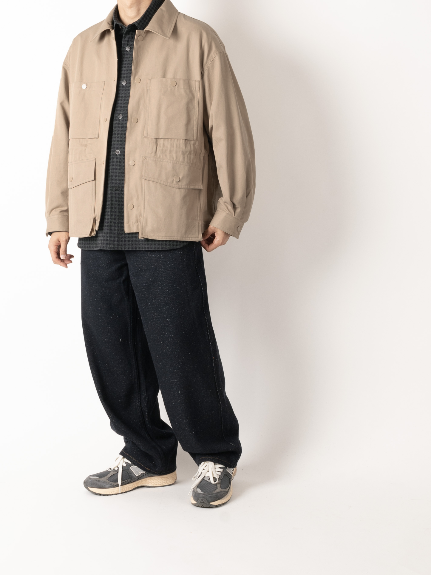 FINX COTTON GABARDINE UTILITY BLOUSON|BEIGE