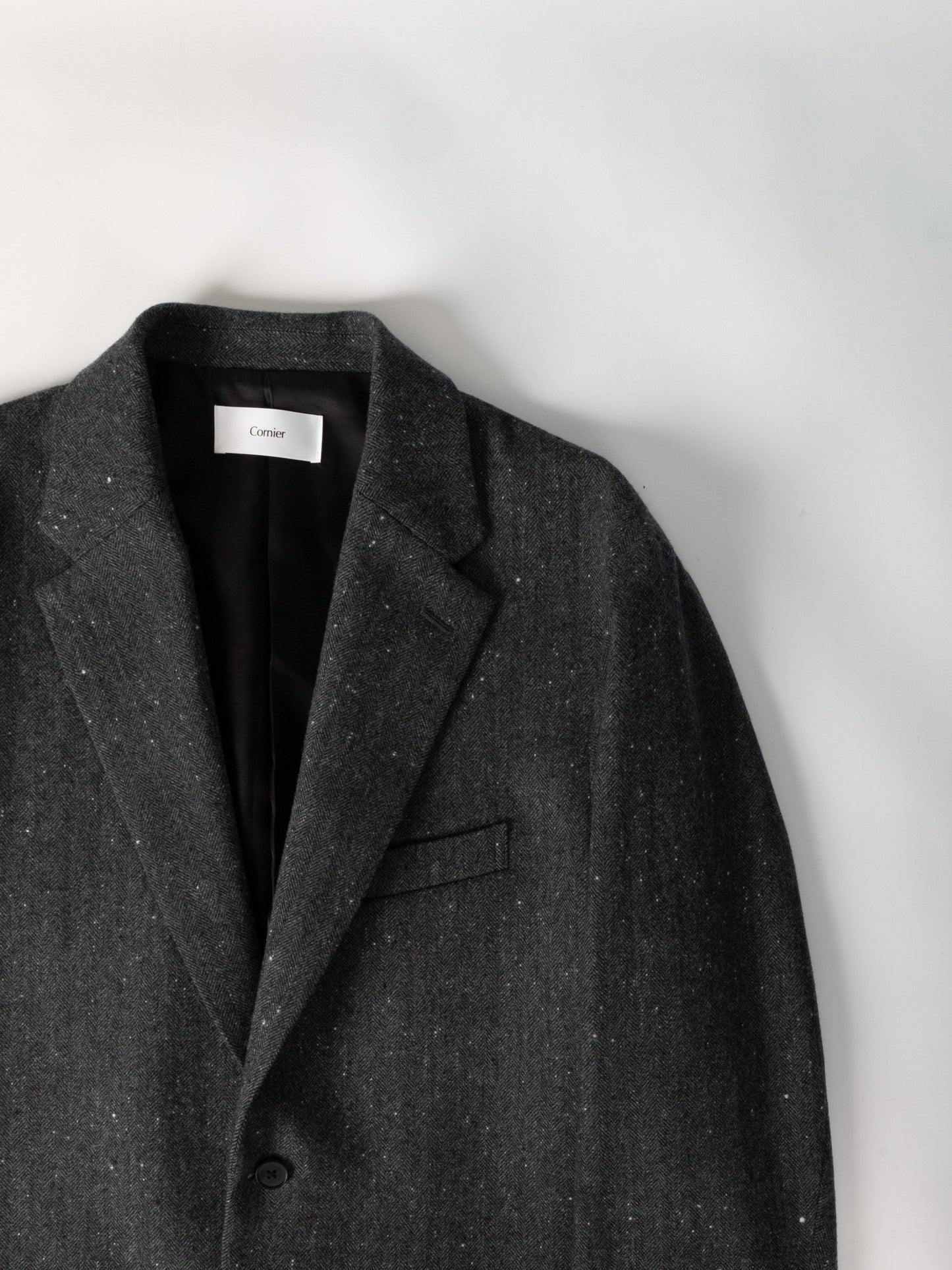 SHETLAND WOOL MIX TWEED JACKET|BLACK MIX
