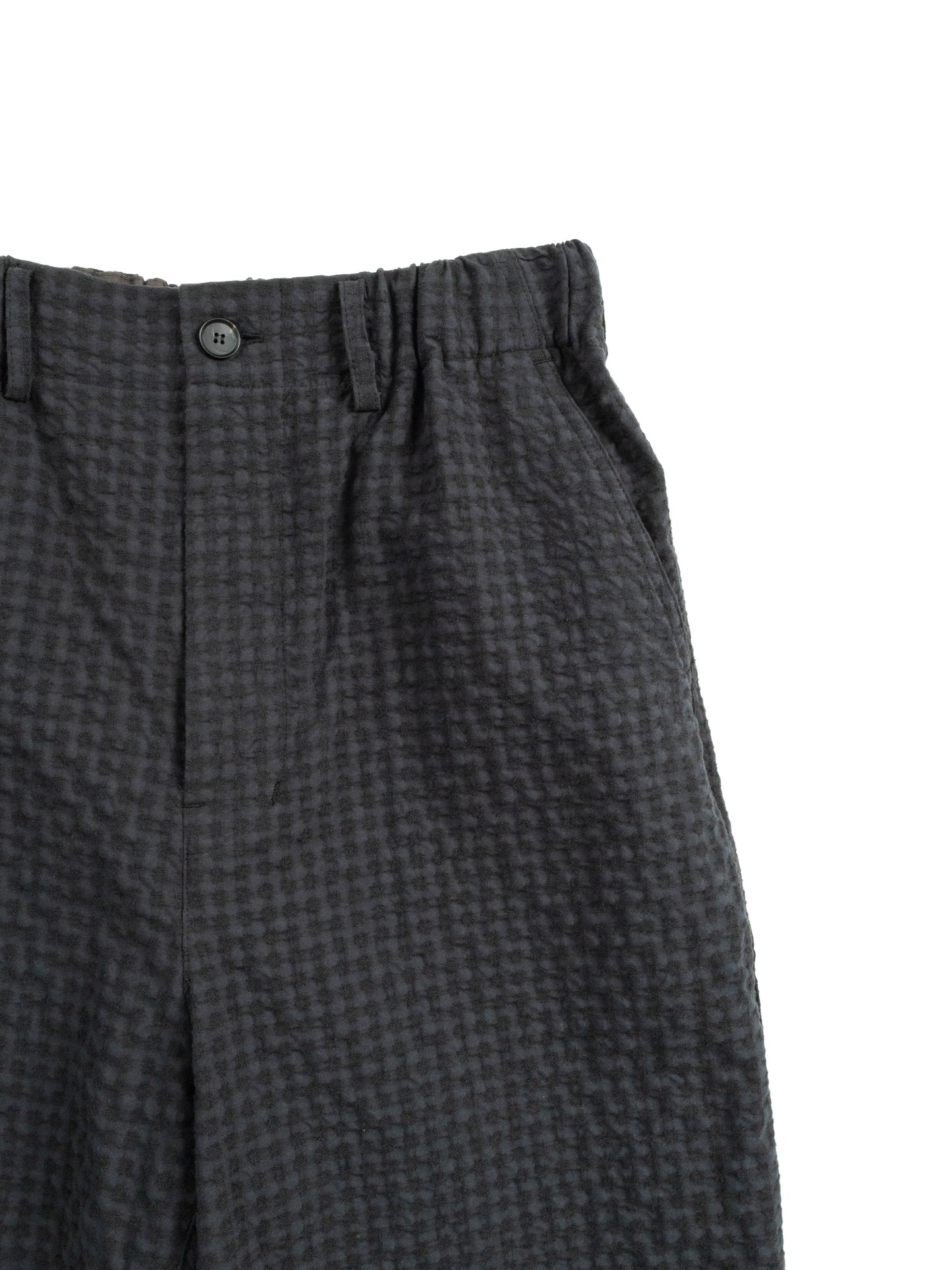 Super130's WOOL/COTTON SHRINK EASY PANTS|BLACK CHECK