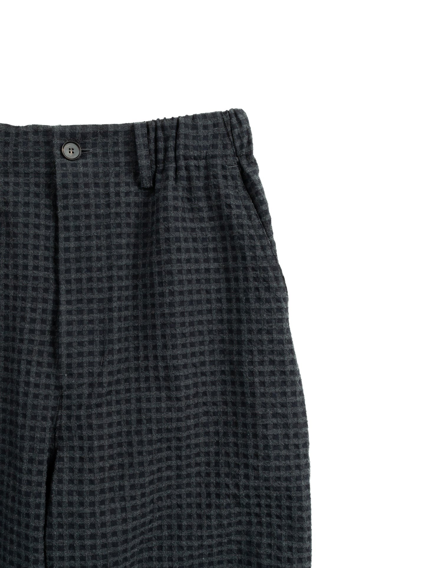 Super130's WOOL/COTTON SHRINK EASY PANTS|NAVY CHECK