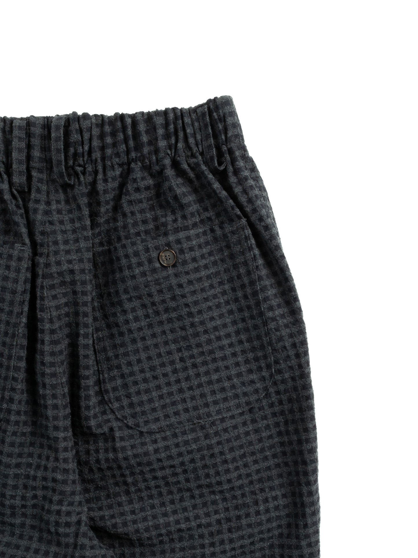 Super130's WOOL/COTTON SHRINK EASY PANTS|NAVY CHECK