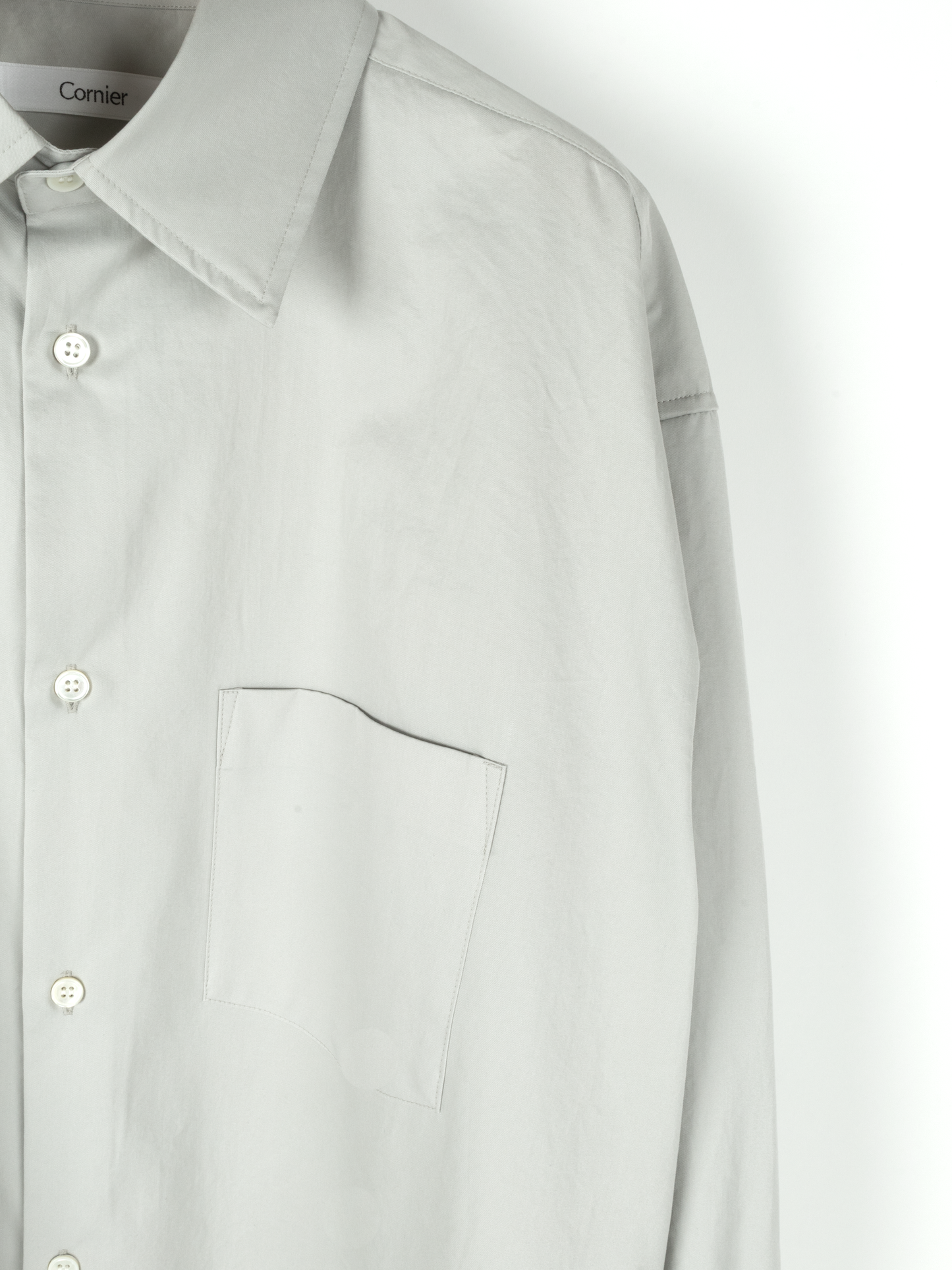 FINX COTTON TWILL REGULAR COLLAR SHIRTS|CLOUD GRAY
