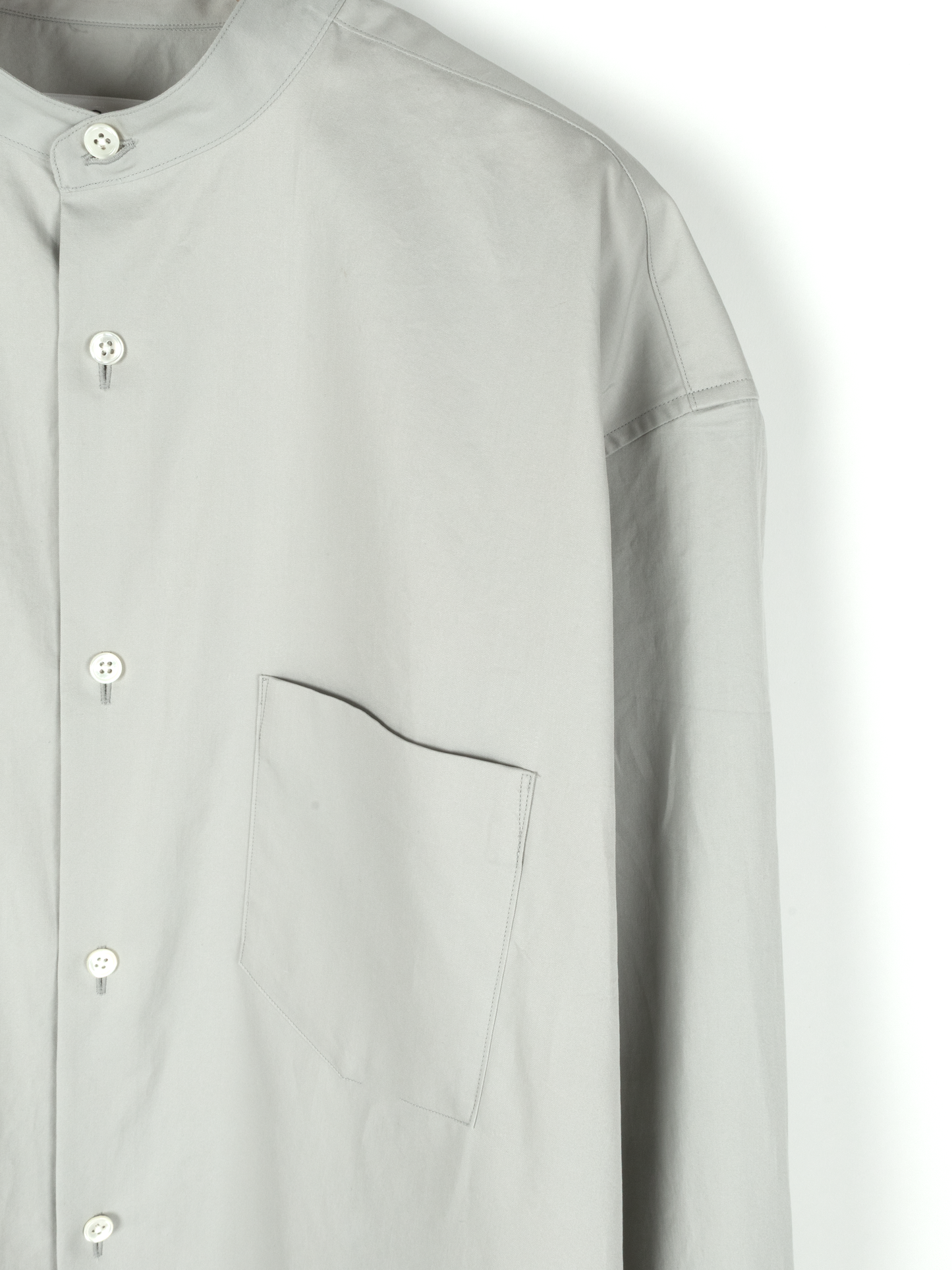 FINX COTTON TWILL BAND COLLAR SHIRTS|CLOUD GRAY