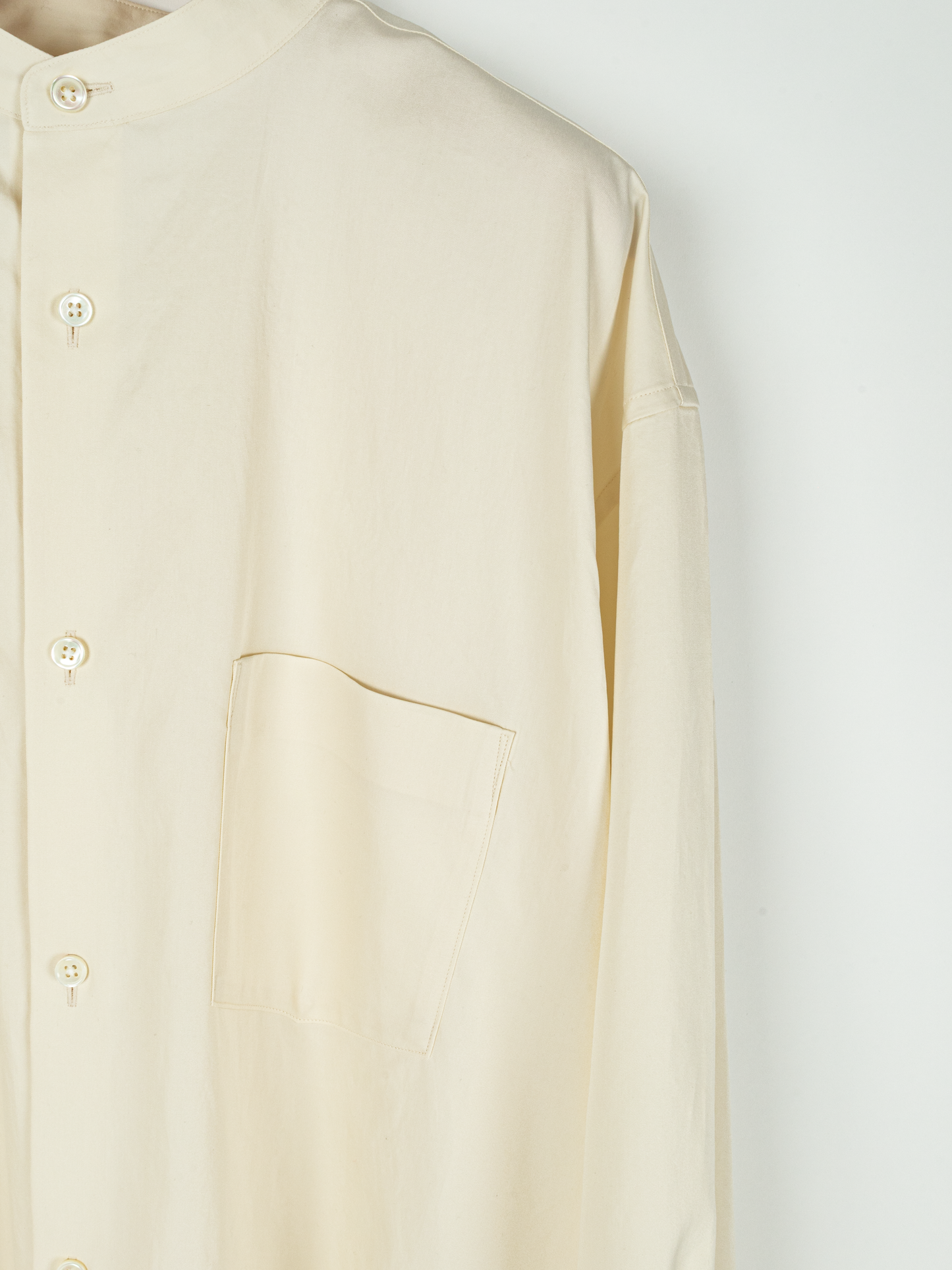 FINX COTTON TWILL BAND COLLAR SHIRTS|LIGHT YELLOW