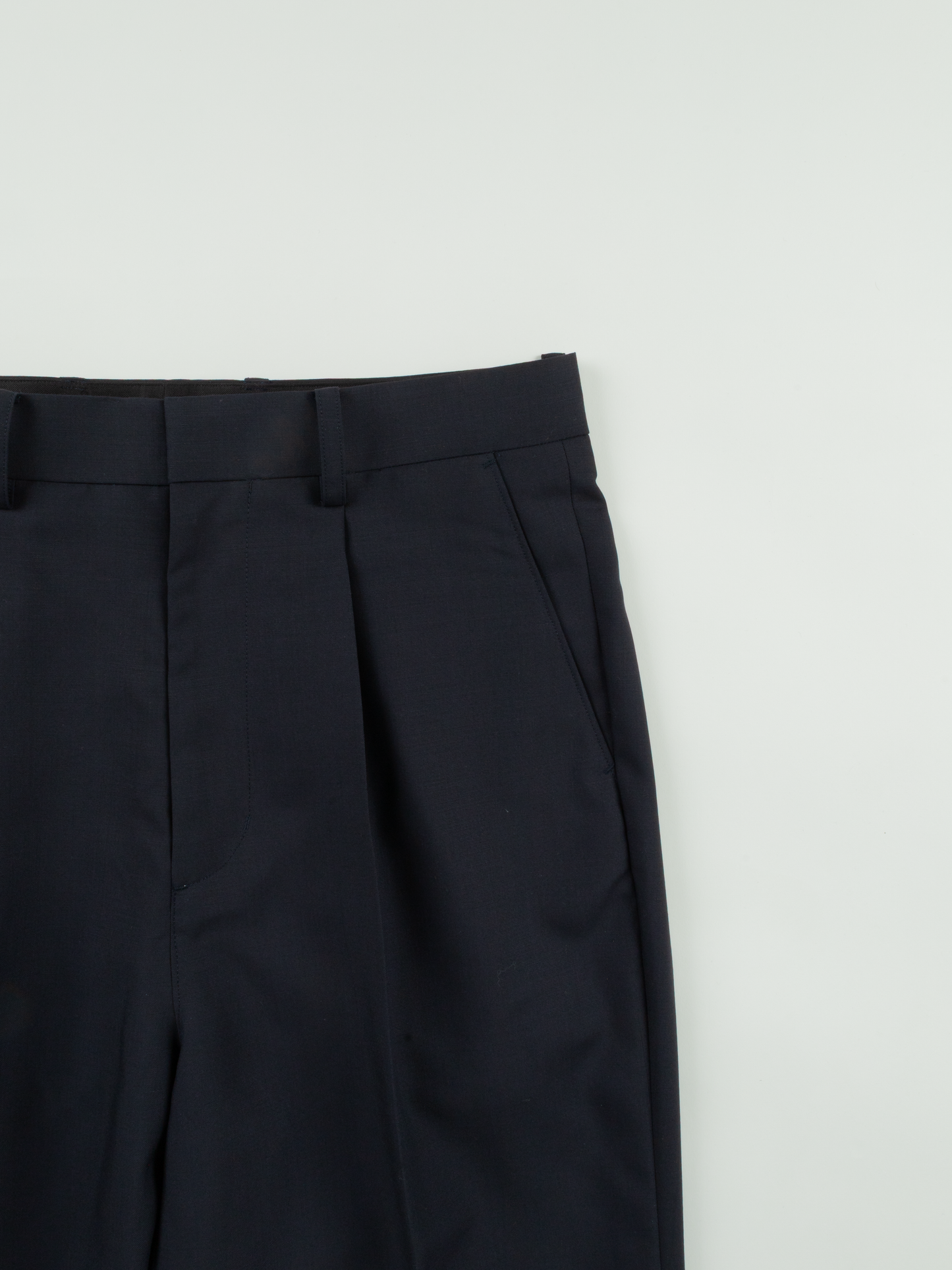 Super160's WOOL/KID MOHAIR SLACKS|DARK NAVY