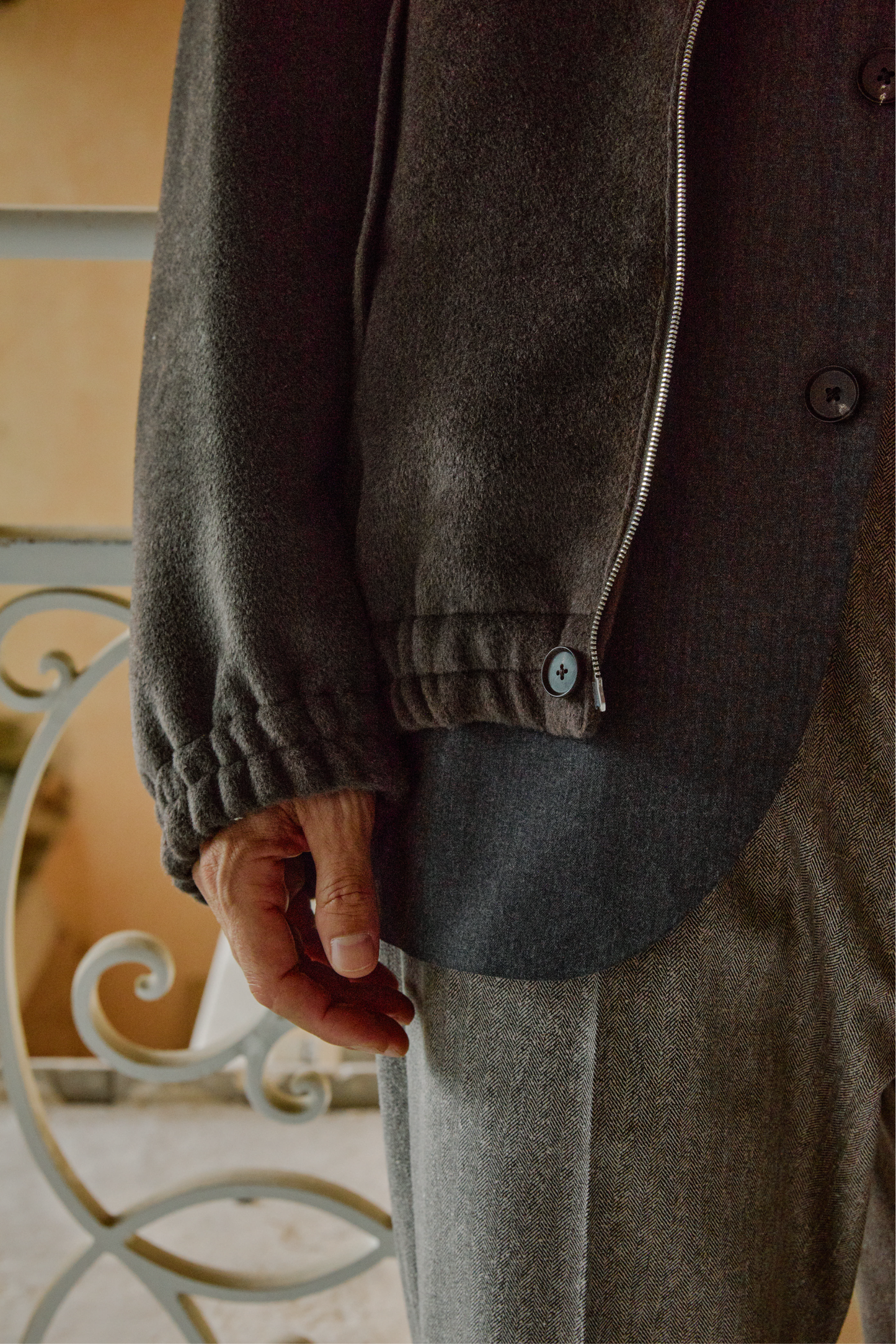 SURI ALPACA/WOOL/SILK BEAVER BLOUSON|BROWN