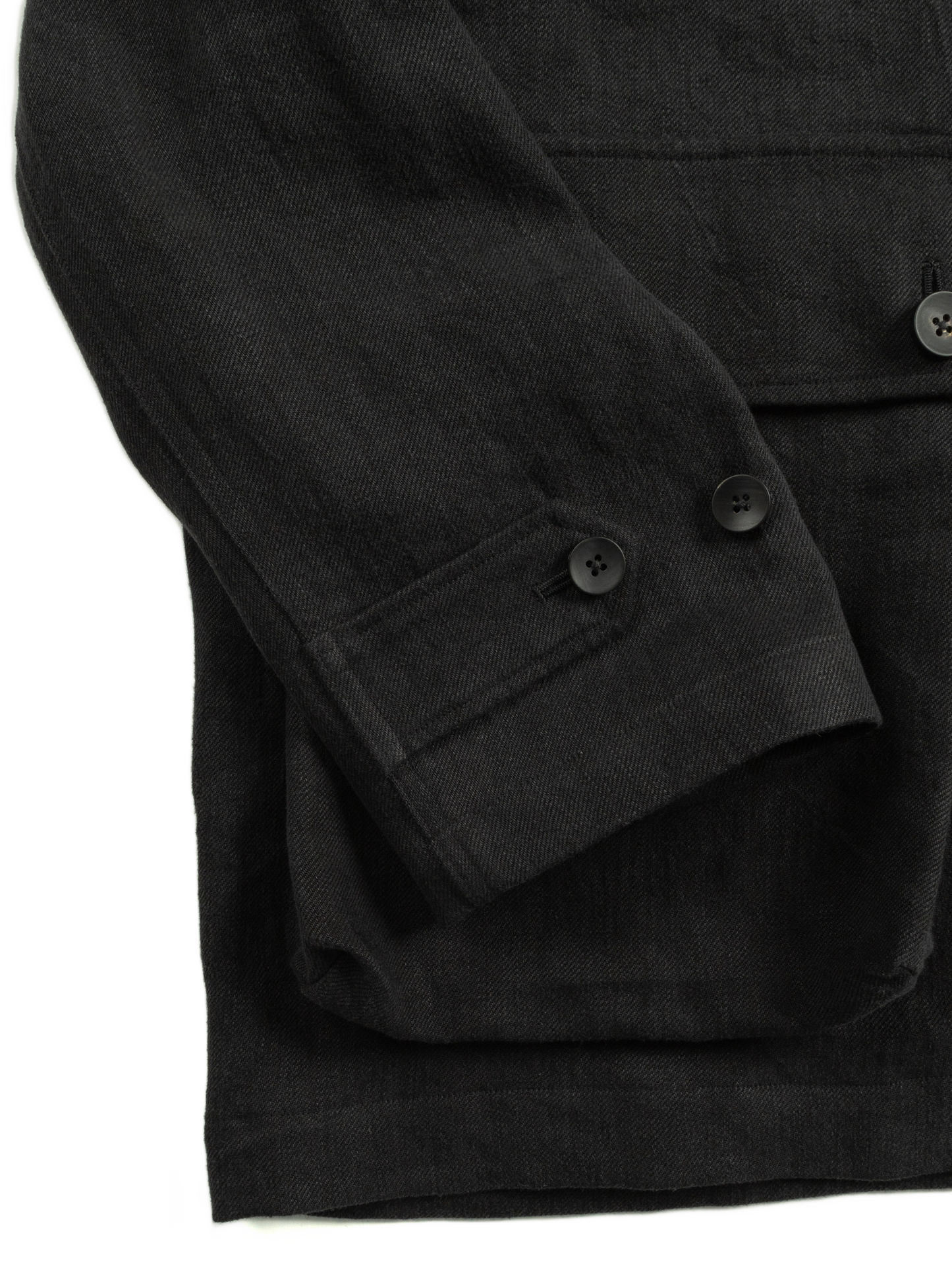 WASHED LINEN TWILL BLOUSON |BLACK