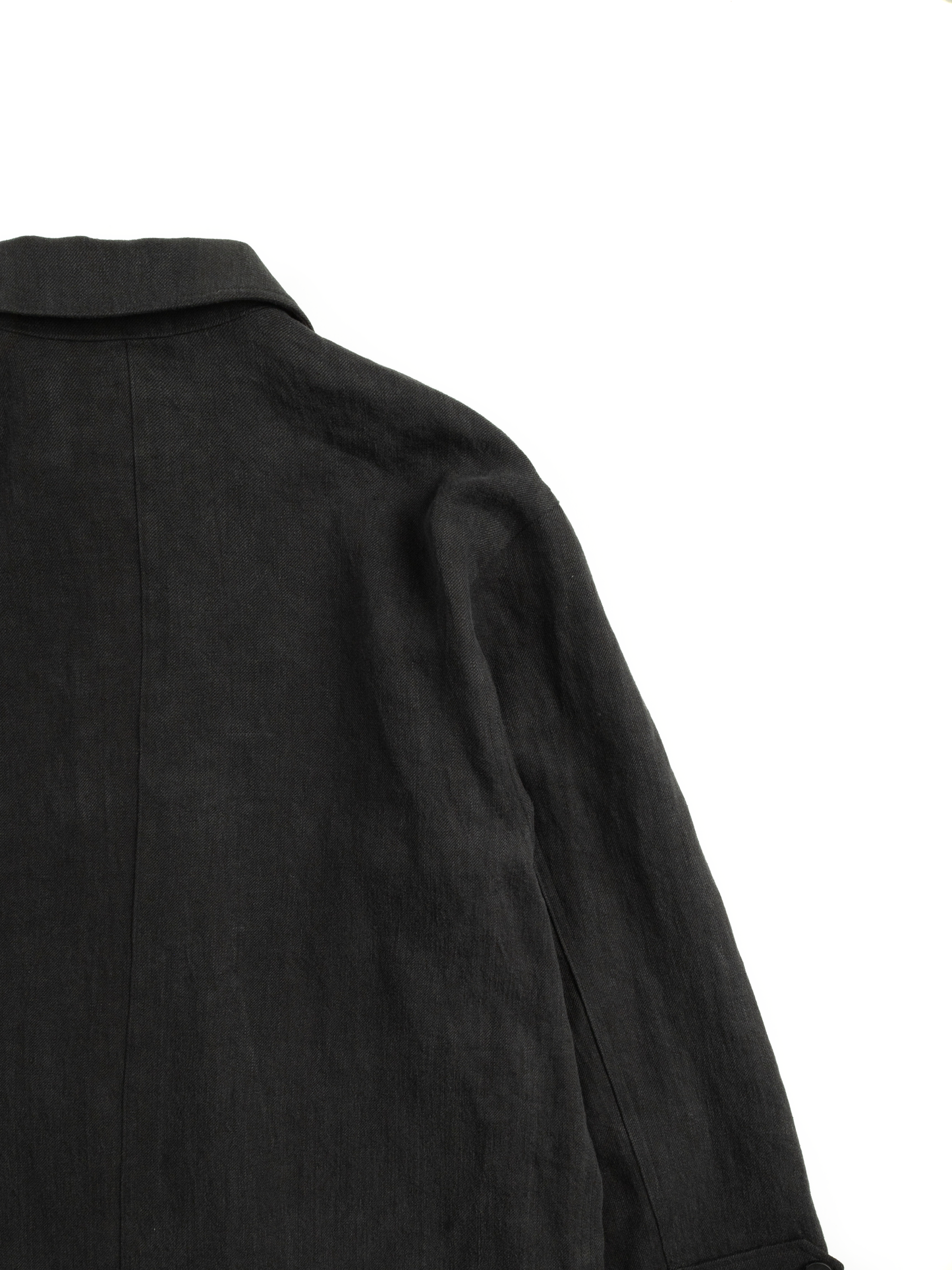WASHED LINEN TWILL BLOUSON |BLACK