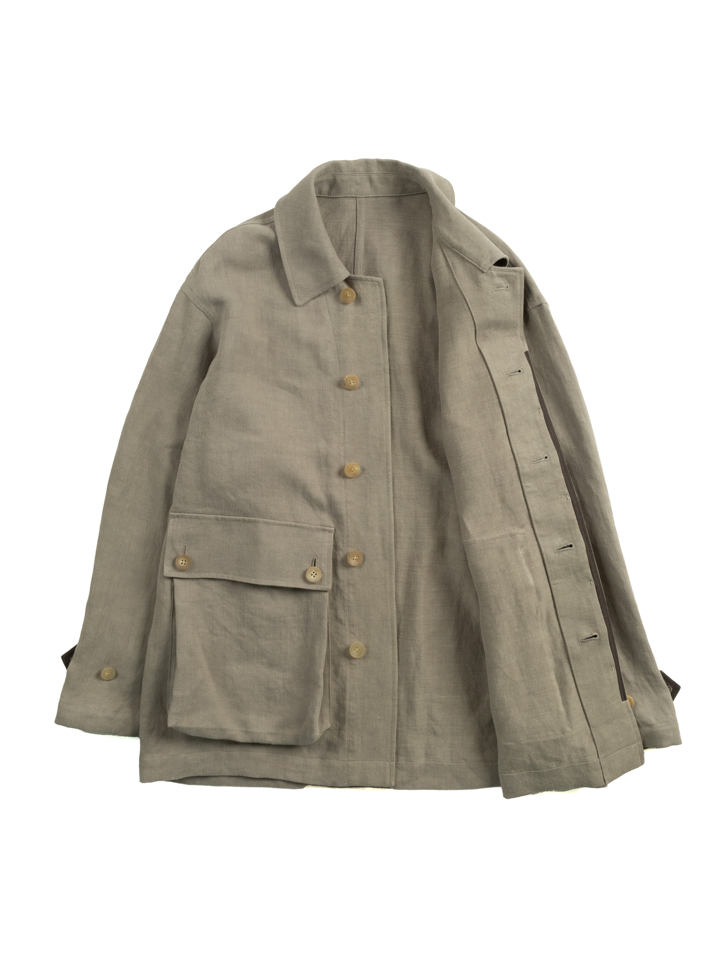WASHED LINEN TWILL BLOUSON |GREIGE