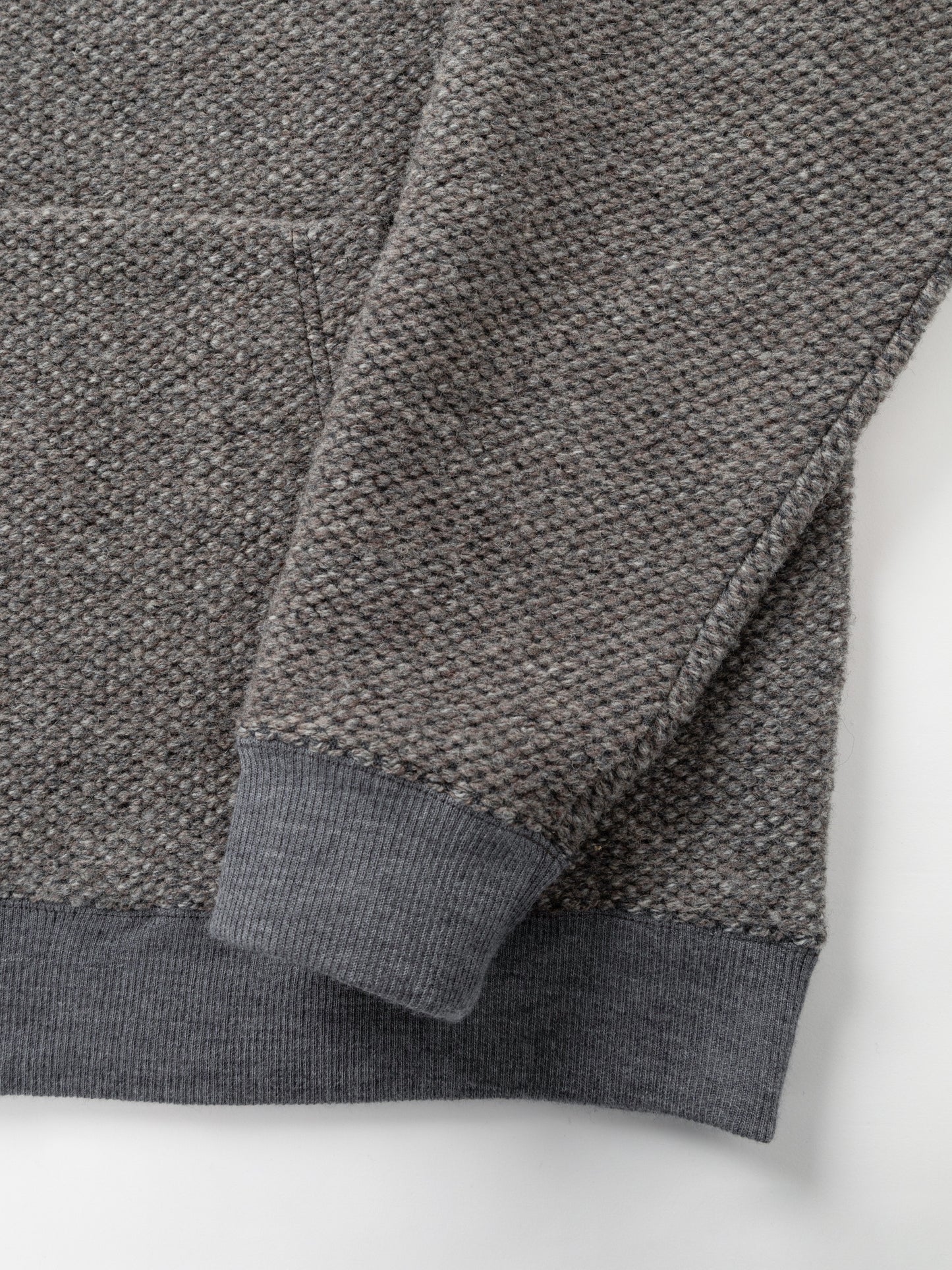 BRITISH WOOL MIX HEAVY INLAY HOODIE|GREIGE