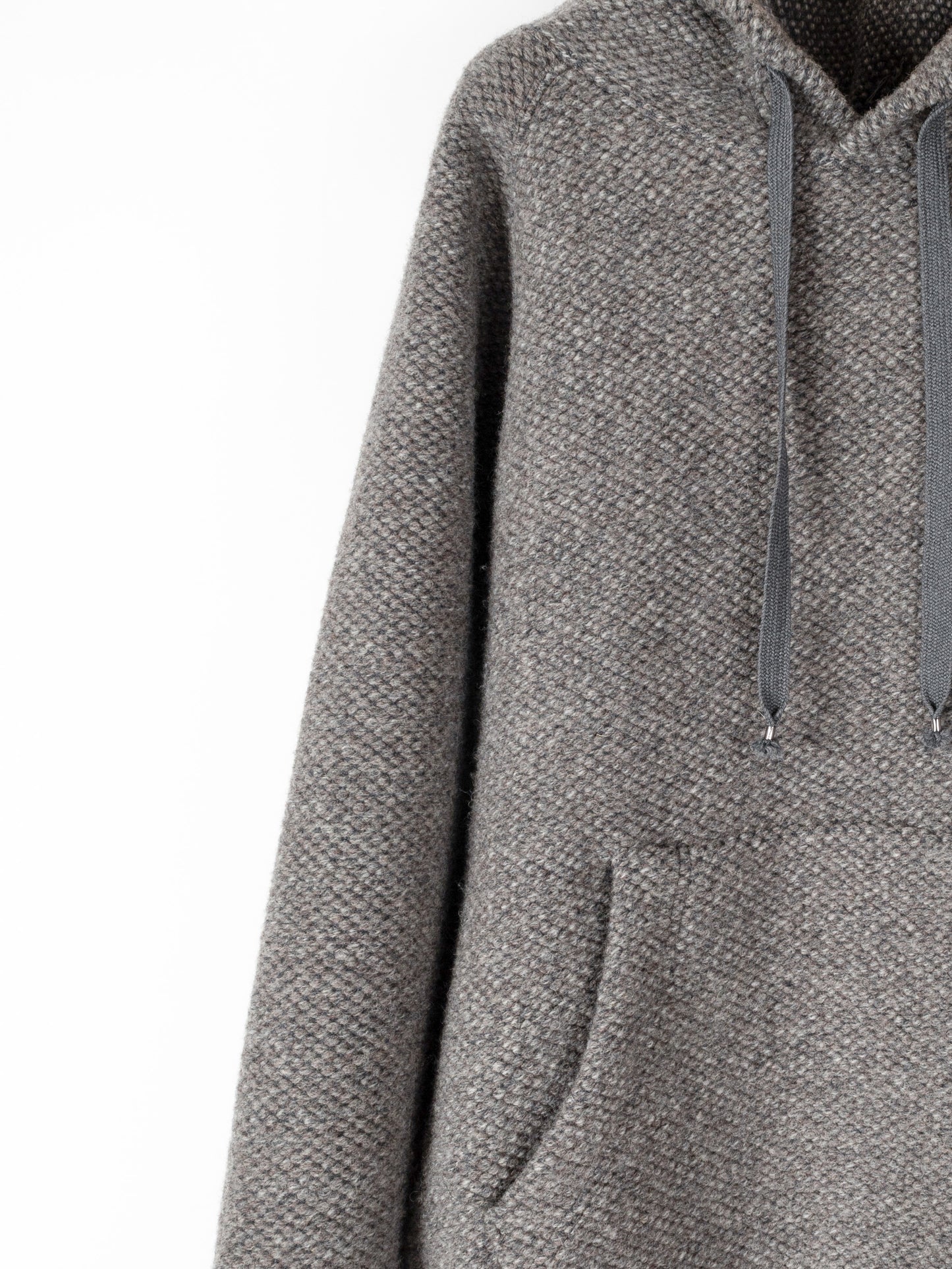 BRITISH WOOL MIX HEAVY INLAY HOODIE|GREIGE