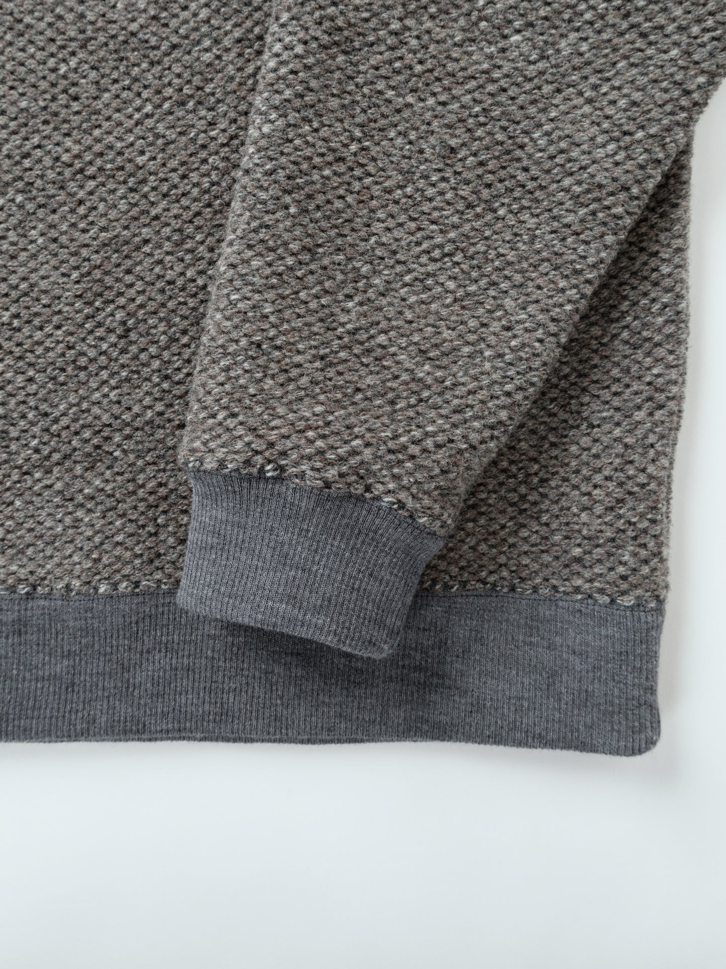 BRITISH WOOL MIX HEAVY INLAY SWEAT SHIRTS|GREIGE