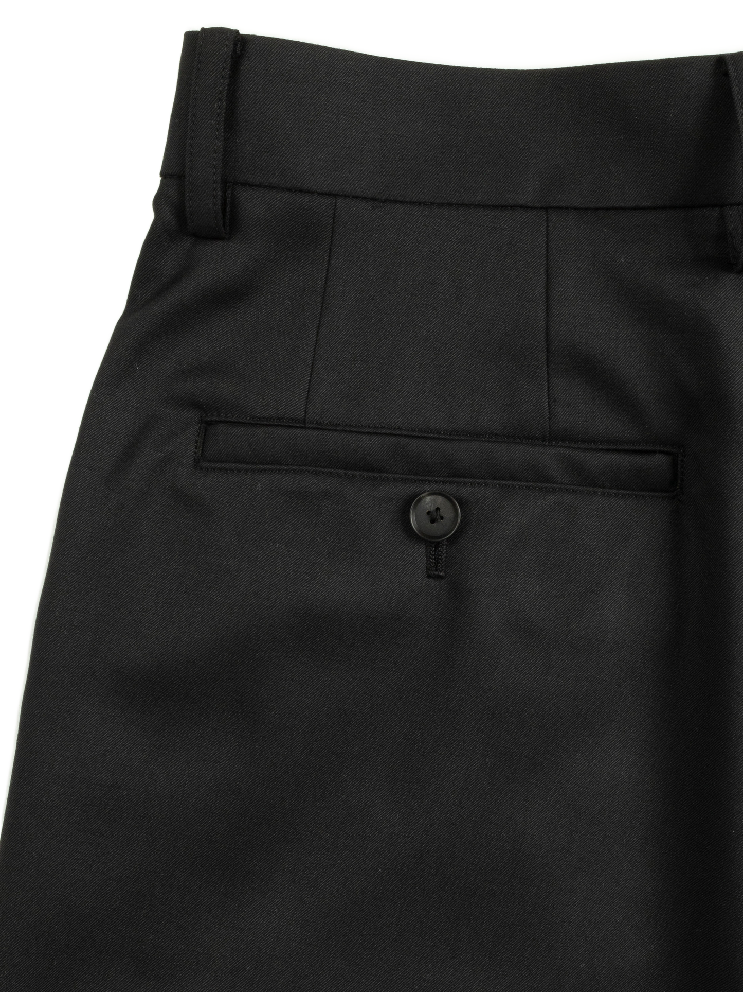 Super130's WORSTED WOOL LIGHT GABARDINE WIDE PANTS|BLACK