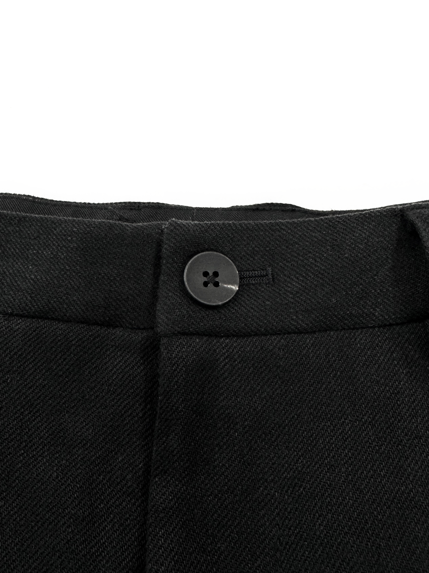 WASHED LINEN TWILL 2-TUCK PANTS|BLACK