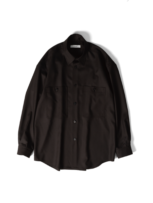 Super130's WORSTED WOOL SHIRTS|DARK BROWN