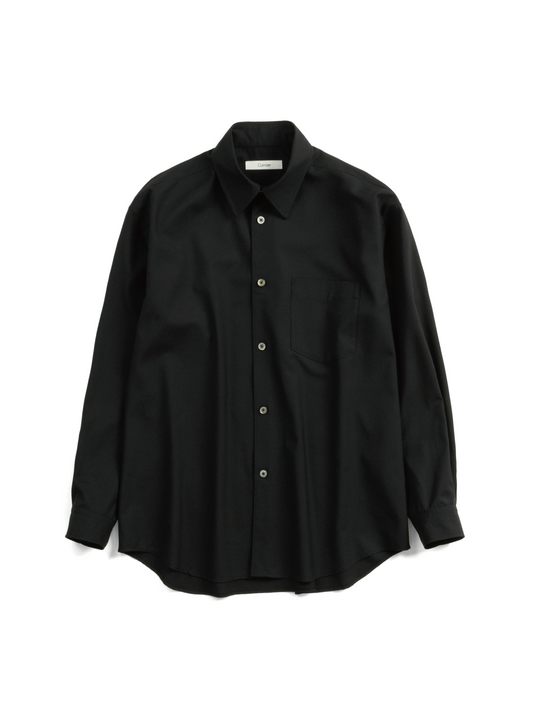 Super180's WORSTED WOOL SHIRTS|BLACK