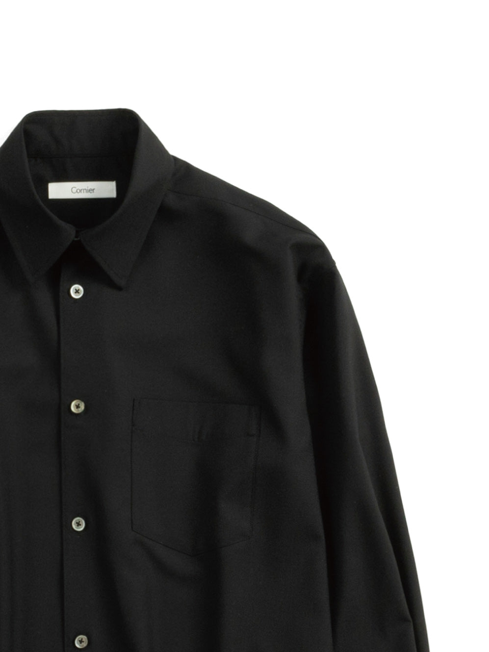 Super180's WORSTED WOOL SHIRTS|BLACK