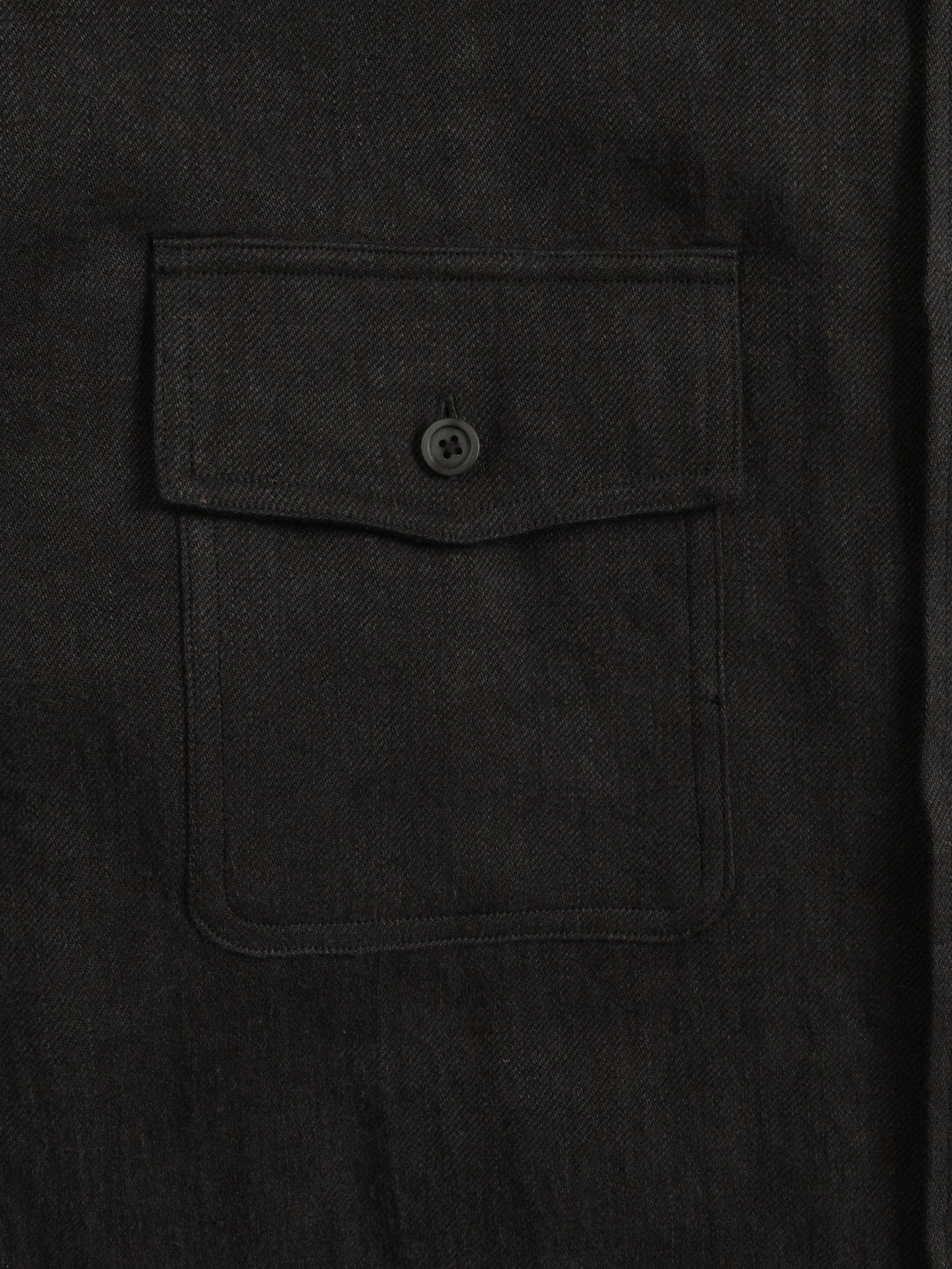 WASHED LINEN TWILL WORK SHIRTS|BLACK