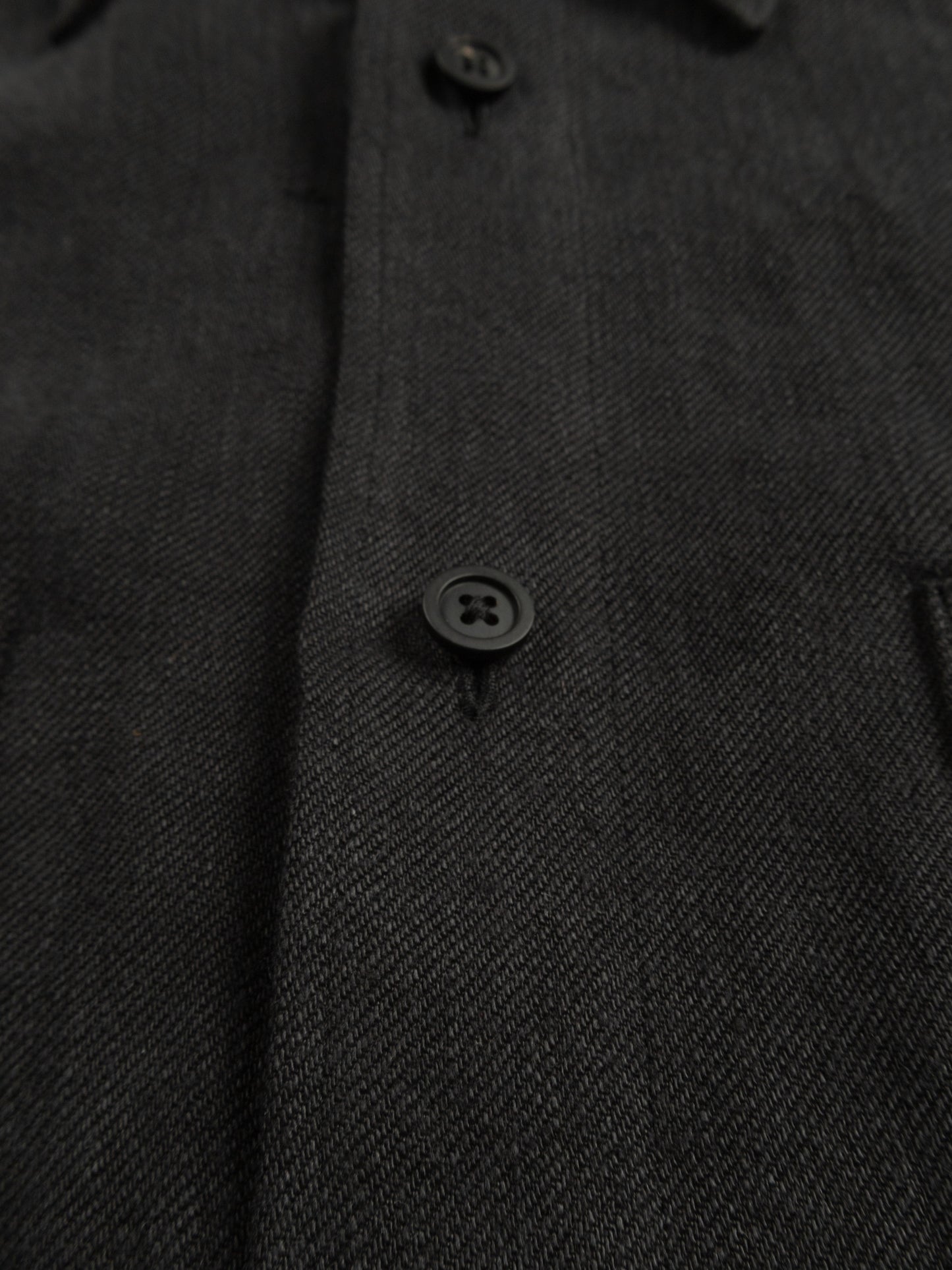 WASHED LINEN TWILL WORK SHIRTS|BLACK