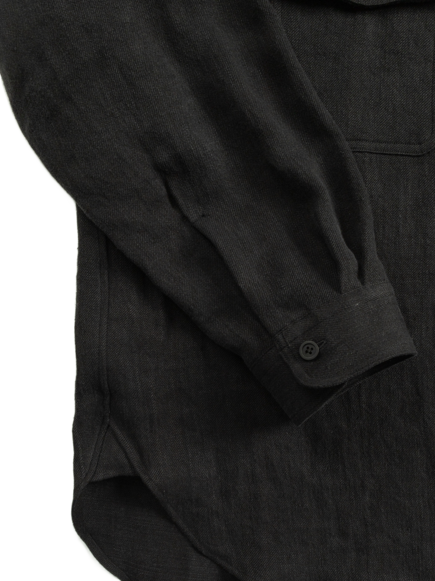 WASHED LINEN TWILL WORK SHIRTS|BLACK