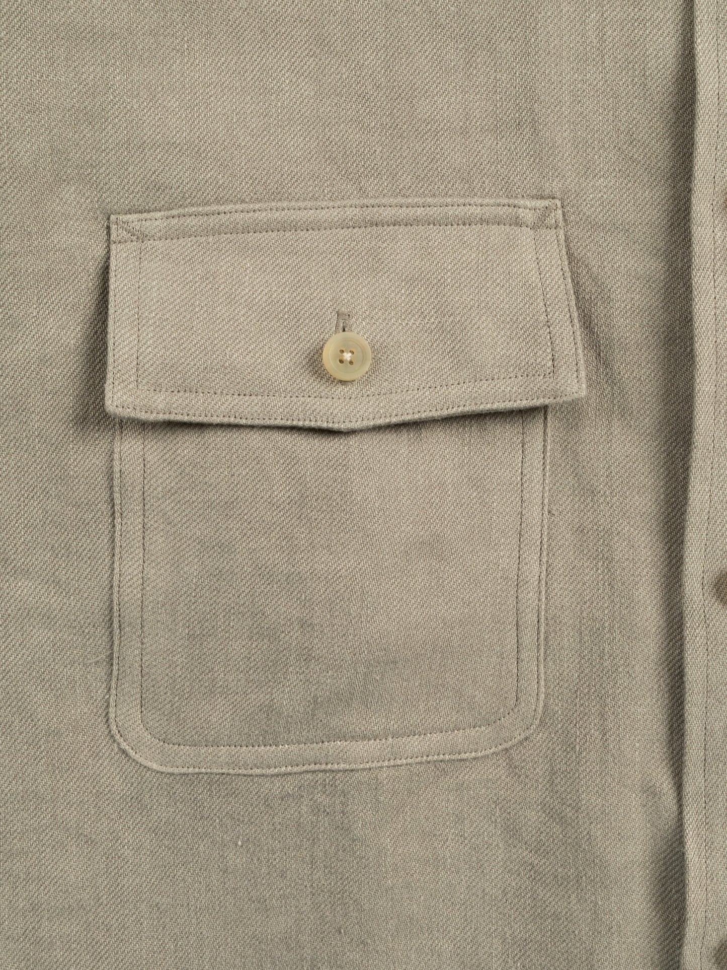 WASHED LINEN TWILL WORK SHIRTS|GREIGE