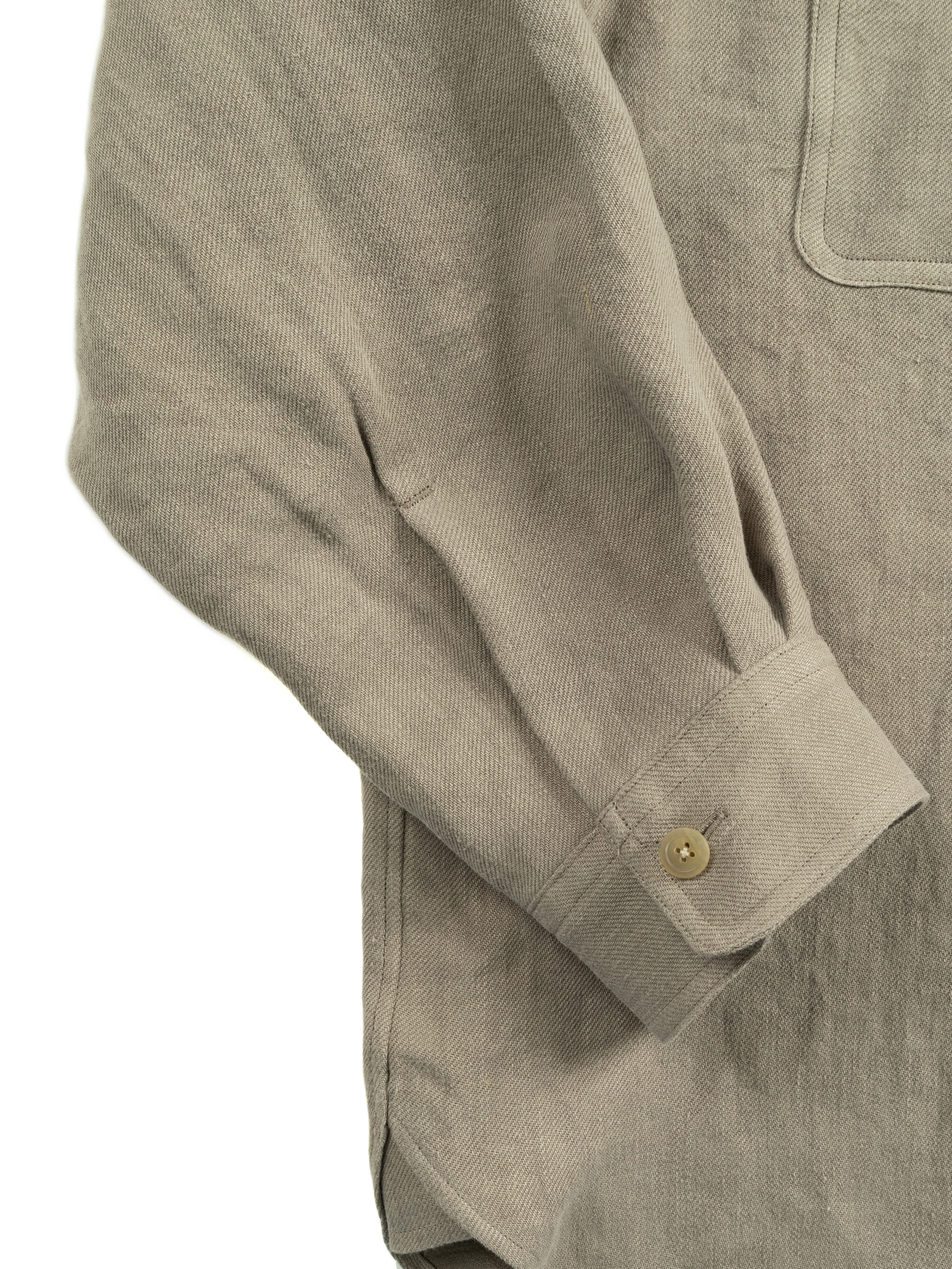 WASHED LINEN TWILL WORK SHIRTS|GREIGE