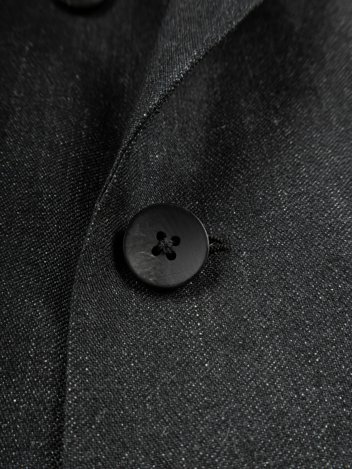 LINEN/PAPER/WOOL WASHED TWILL DOUBLE BREASTED JACKET|TOP BLACK