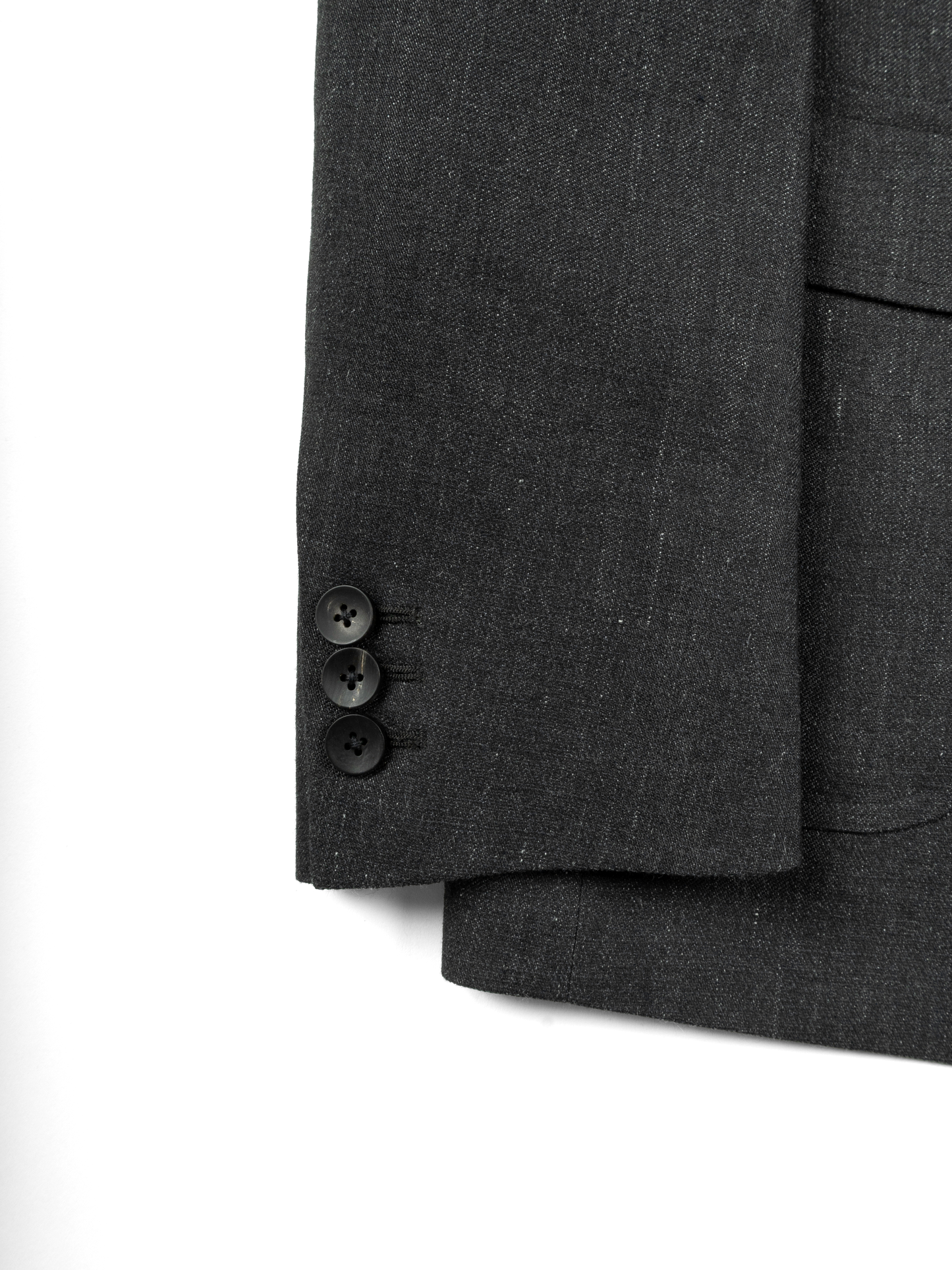 LINEN/PAPER/WOOL WASHED TWILL DOUBLE BREASTED JACKET|TOP BLACK