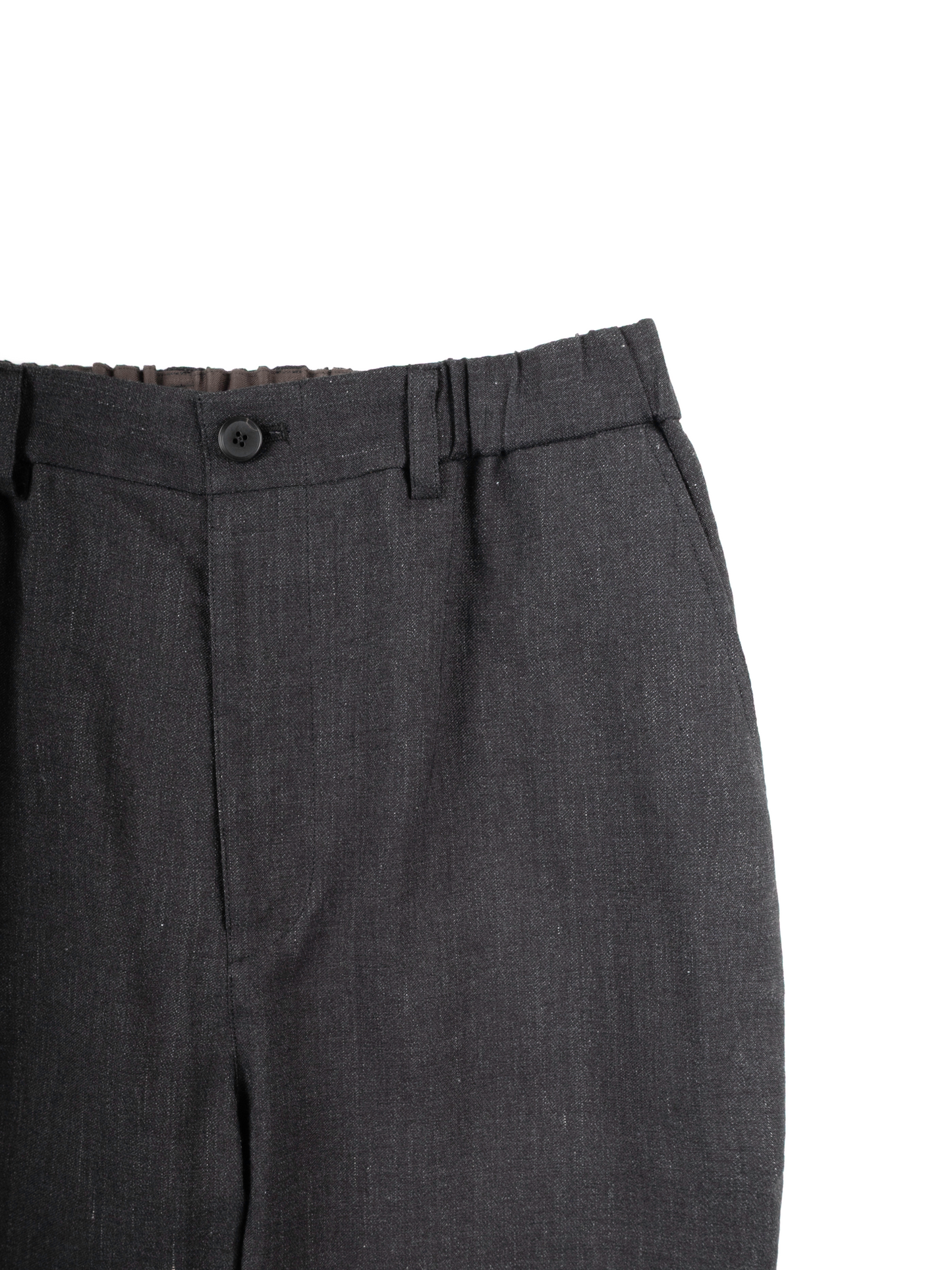LINEN/PAPER/WOOL WASHED TWILL EASY PANTS|TOP BLACK