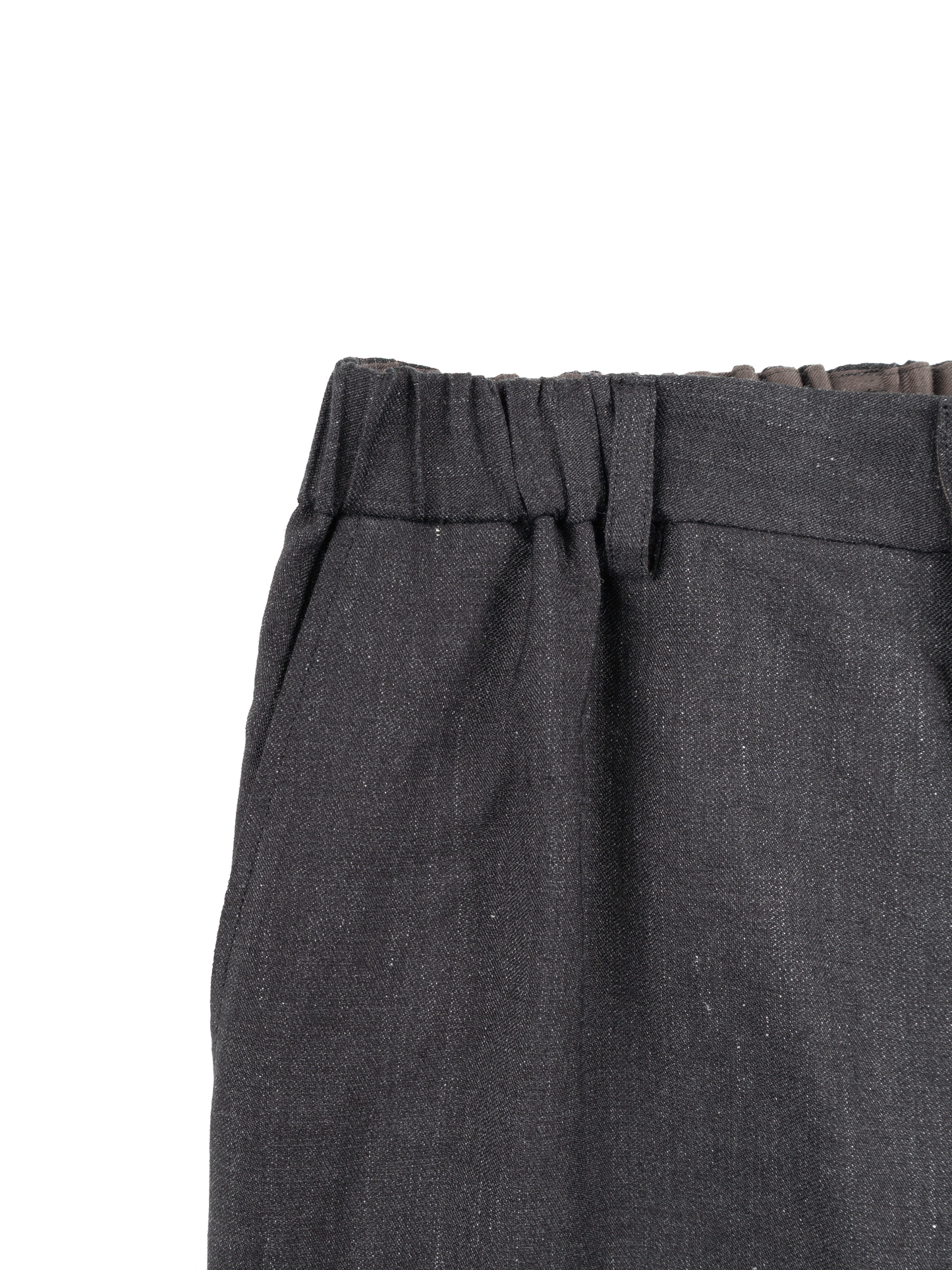 LINEN/PAPER/WOOL WASHED TWILL EASY PANTS|TOP BLACK