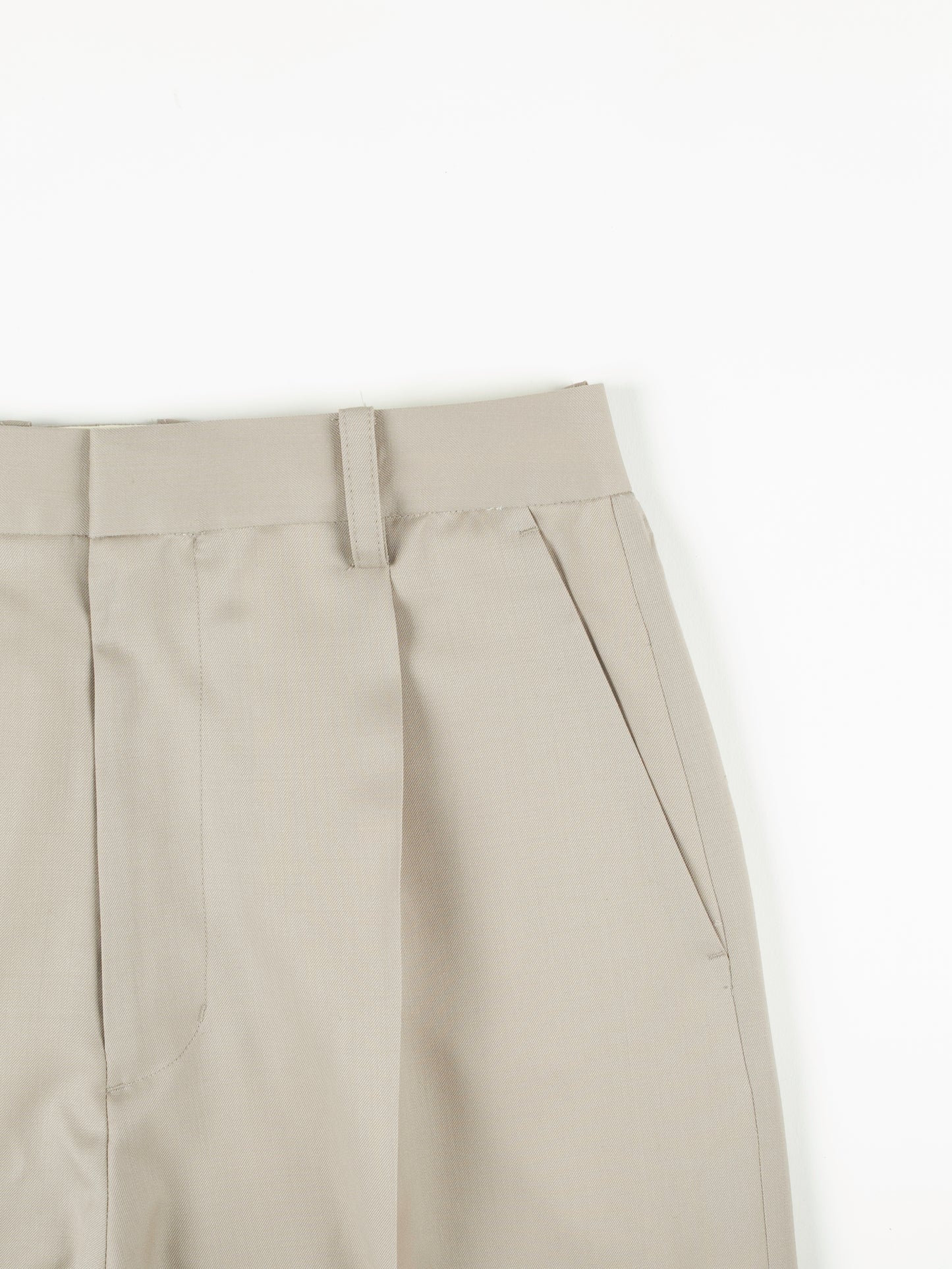 Super130's Worsted Wool Light Gabardine Slacks for Women|Dusty Beige