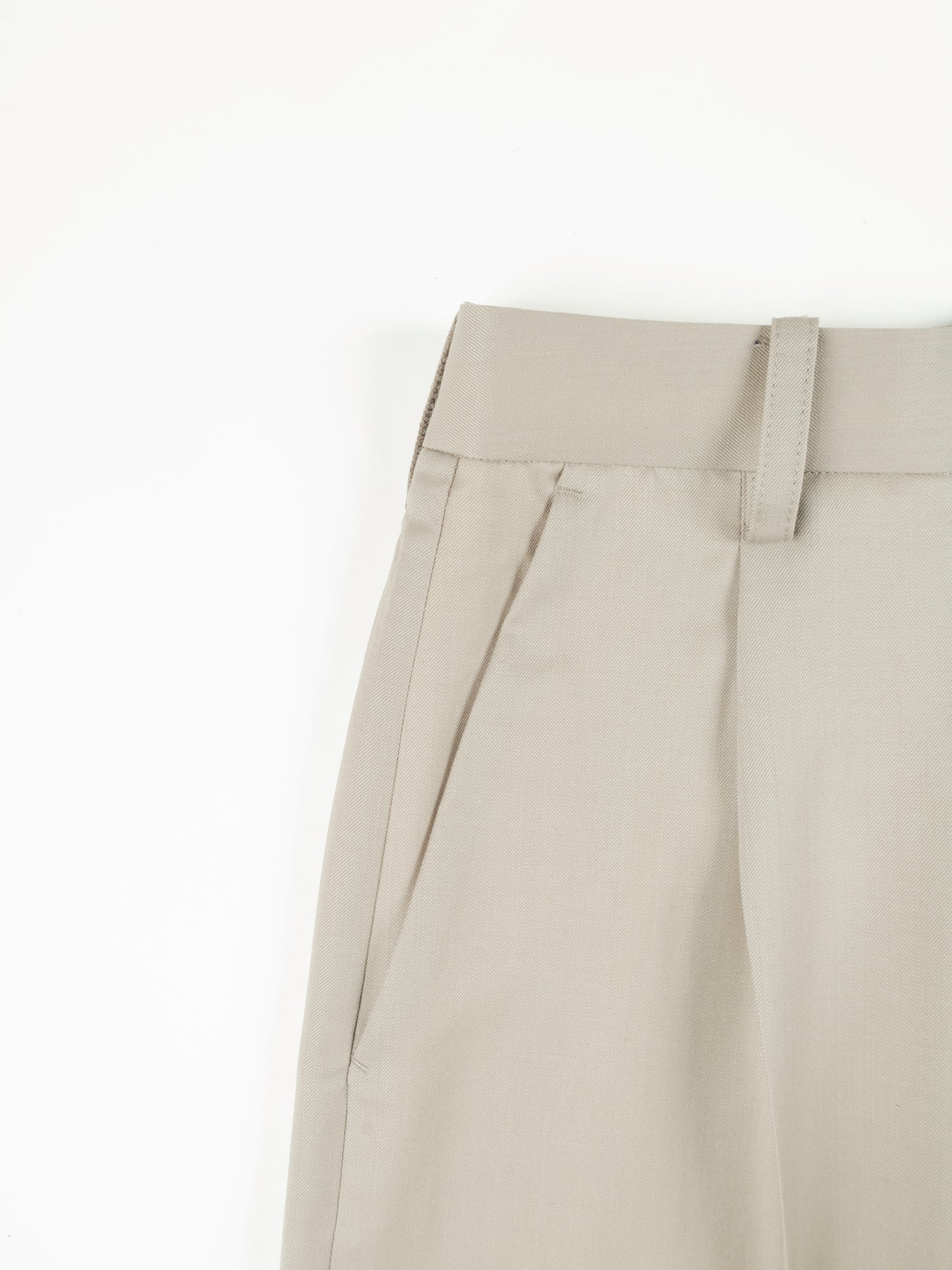 Super130's Worsted Wool Light Gabardine Slacks for Women|Dusty Beige