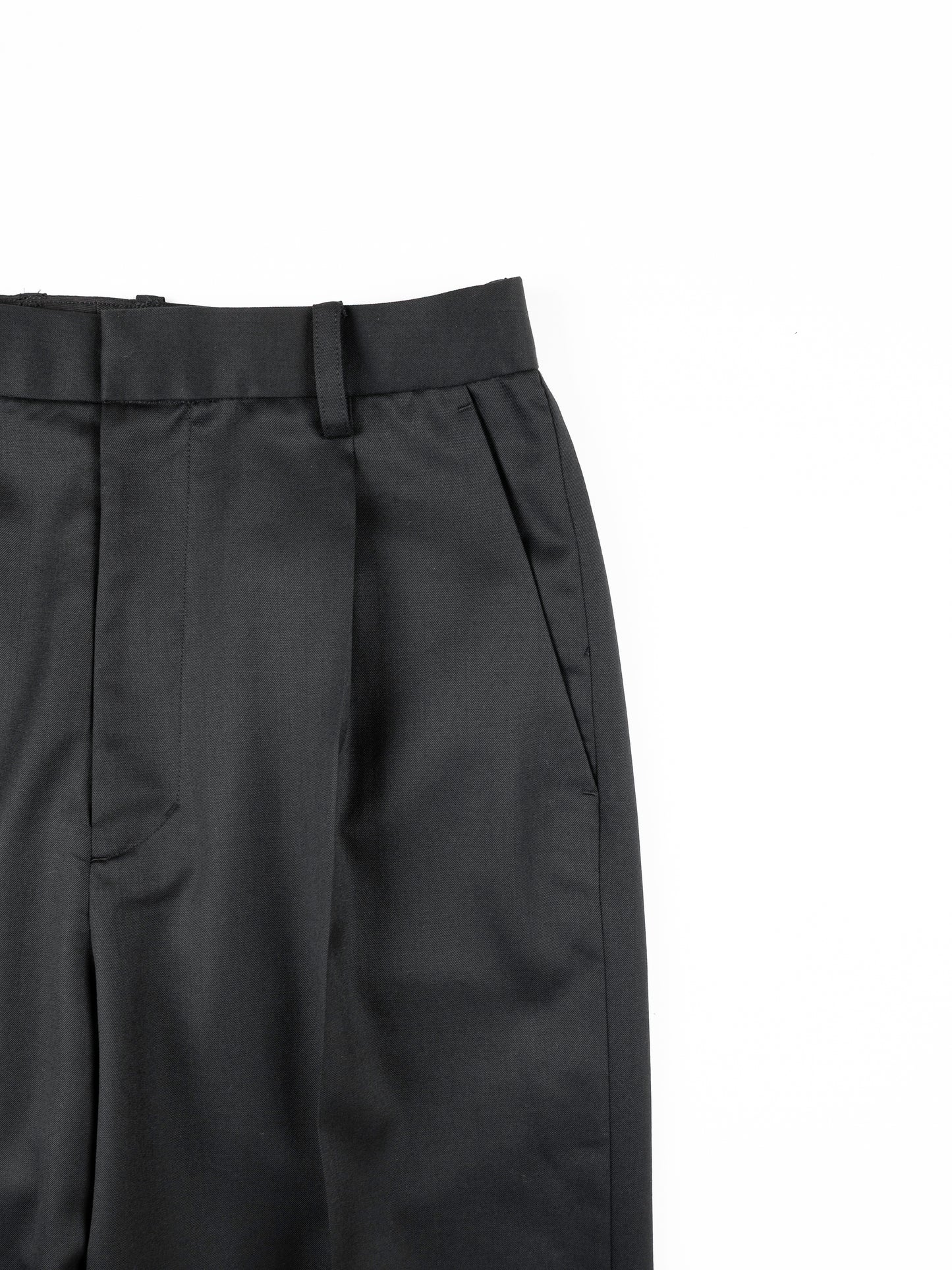 Super130's WORSTED WOOL LIGHT GABARDINE SLACKS for WOMEN|BLACK