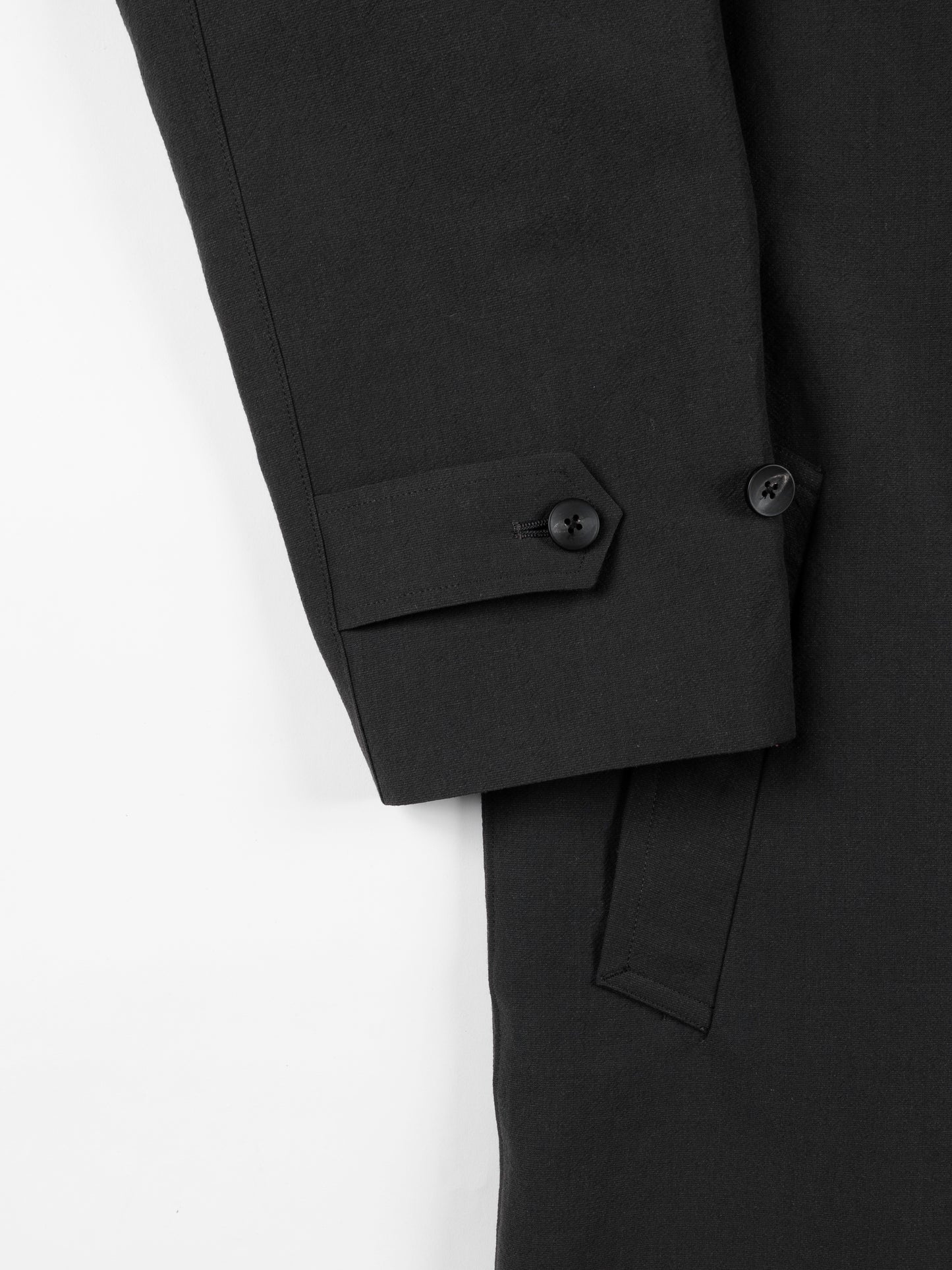 WORSTED WOOL/PAPER BALMACAAN LONG COAT|BLACK
