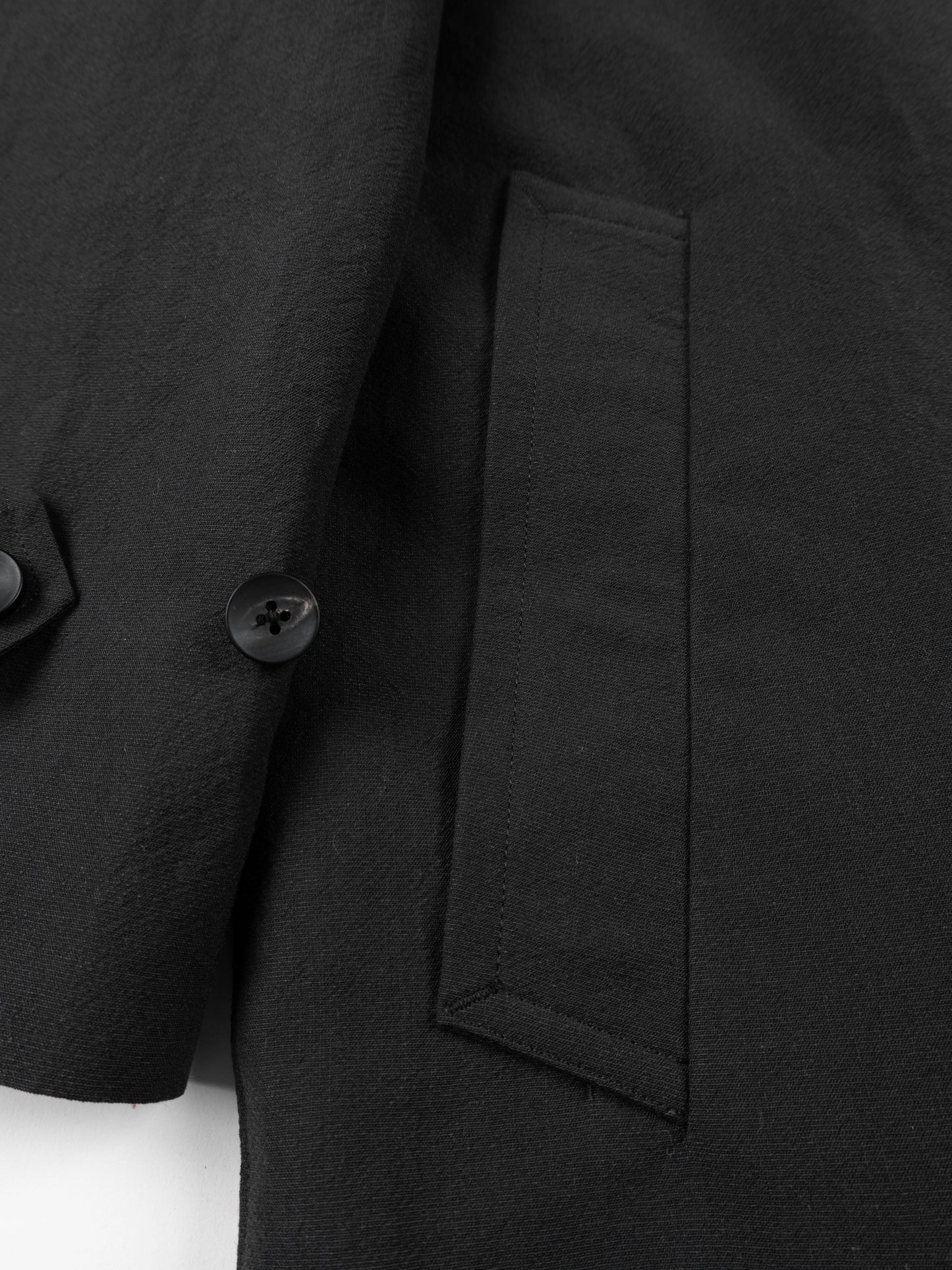 WORSTED WOOL/PAPER BALMACAAN LONG COAT|BLACK