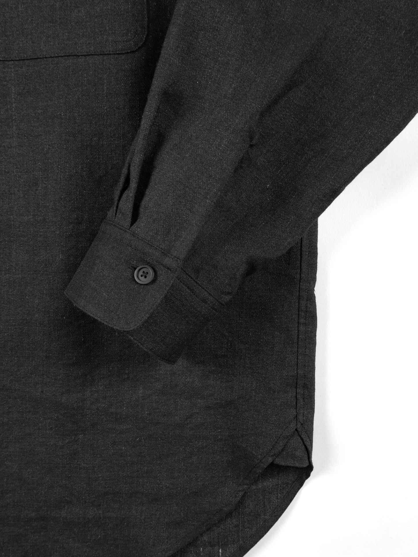 LINEN/PAPER/WOOL WASHED TWILL W POCKET SHIRTS|TOP BLACK